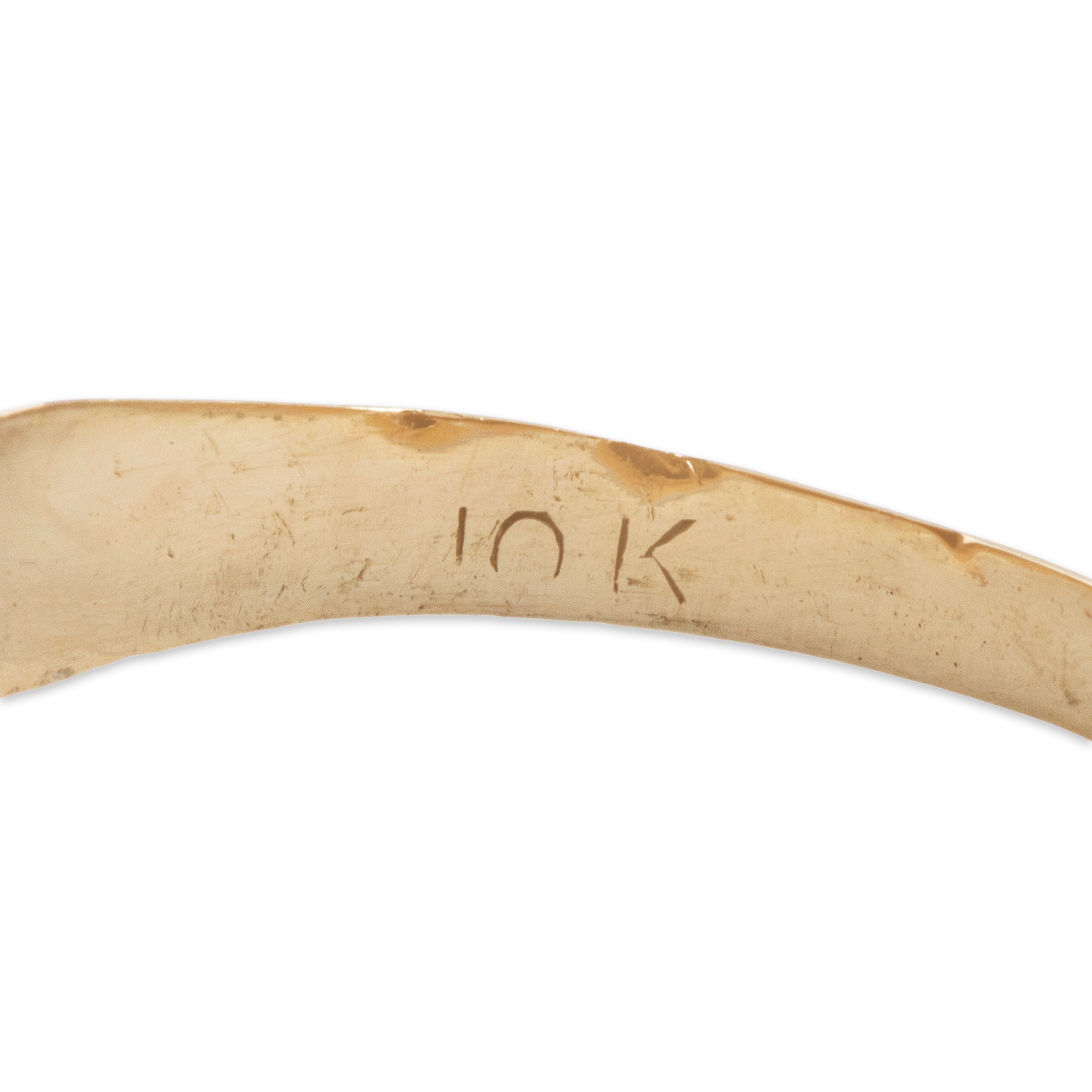 Vintage 10k Yellow Gold Diamond Dainty Belcher-Set Solitaire Ring - Hallmark view