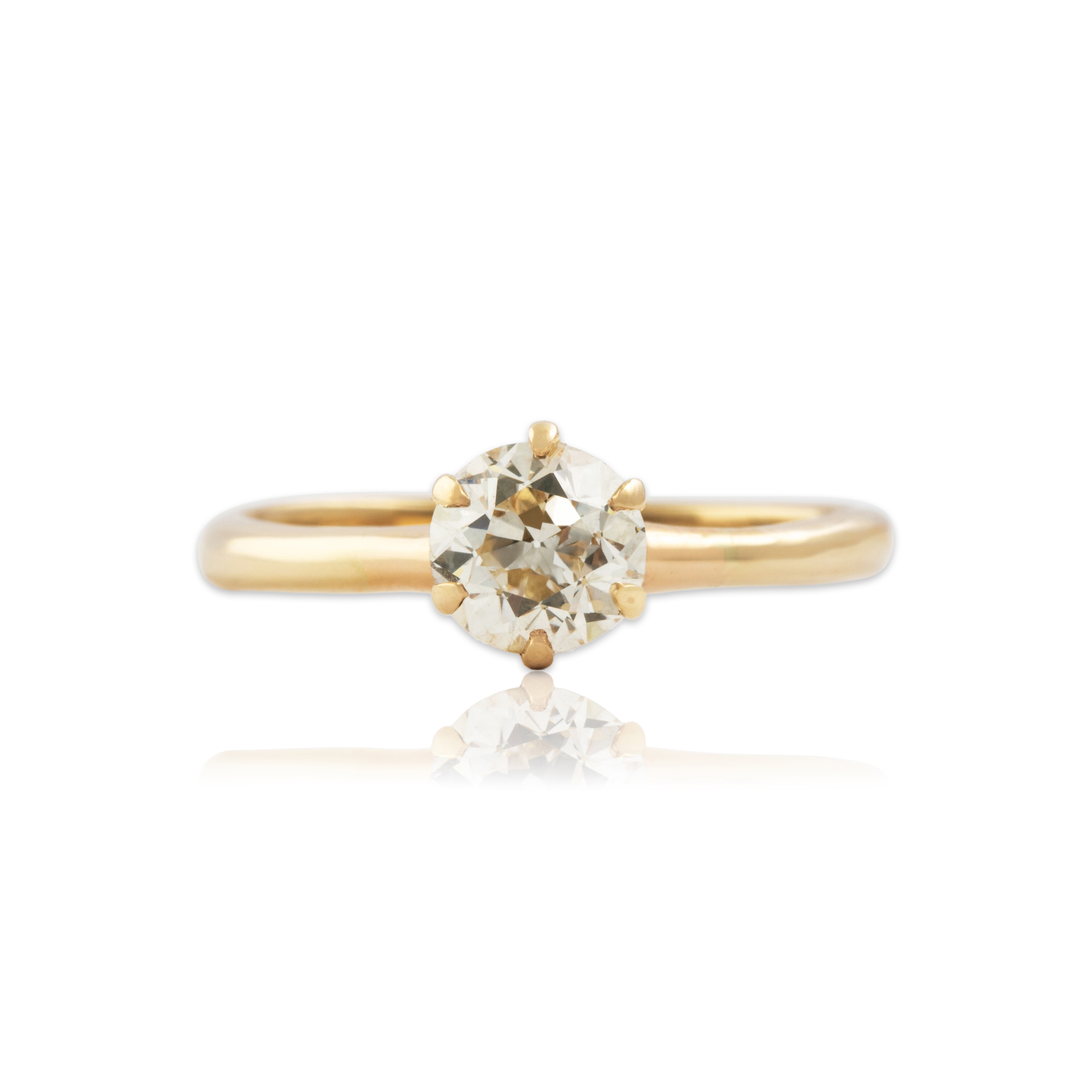 Vintage 14k Yellow Gold 1ct Old European Diamond Timeless Solitaire Ring 8.25