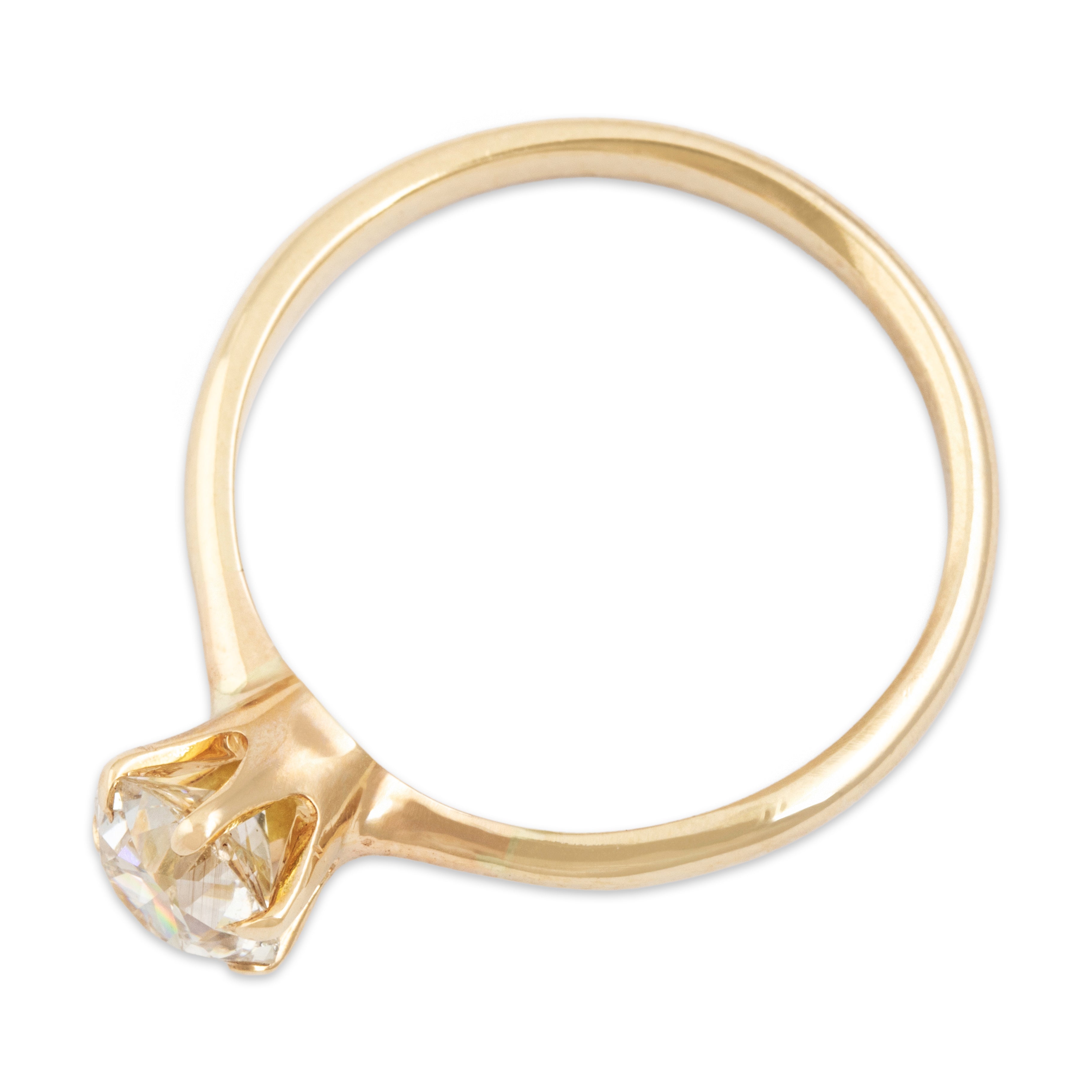 Vintage 14k Yellow Gold 1ct Old European Diamond Timeless Solitaire Ring - Overall view