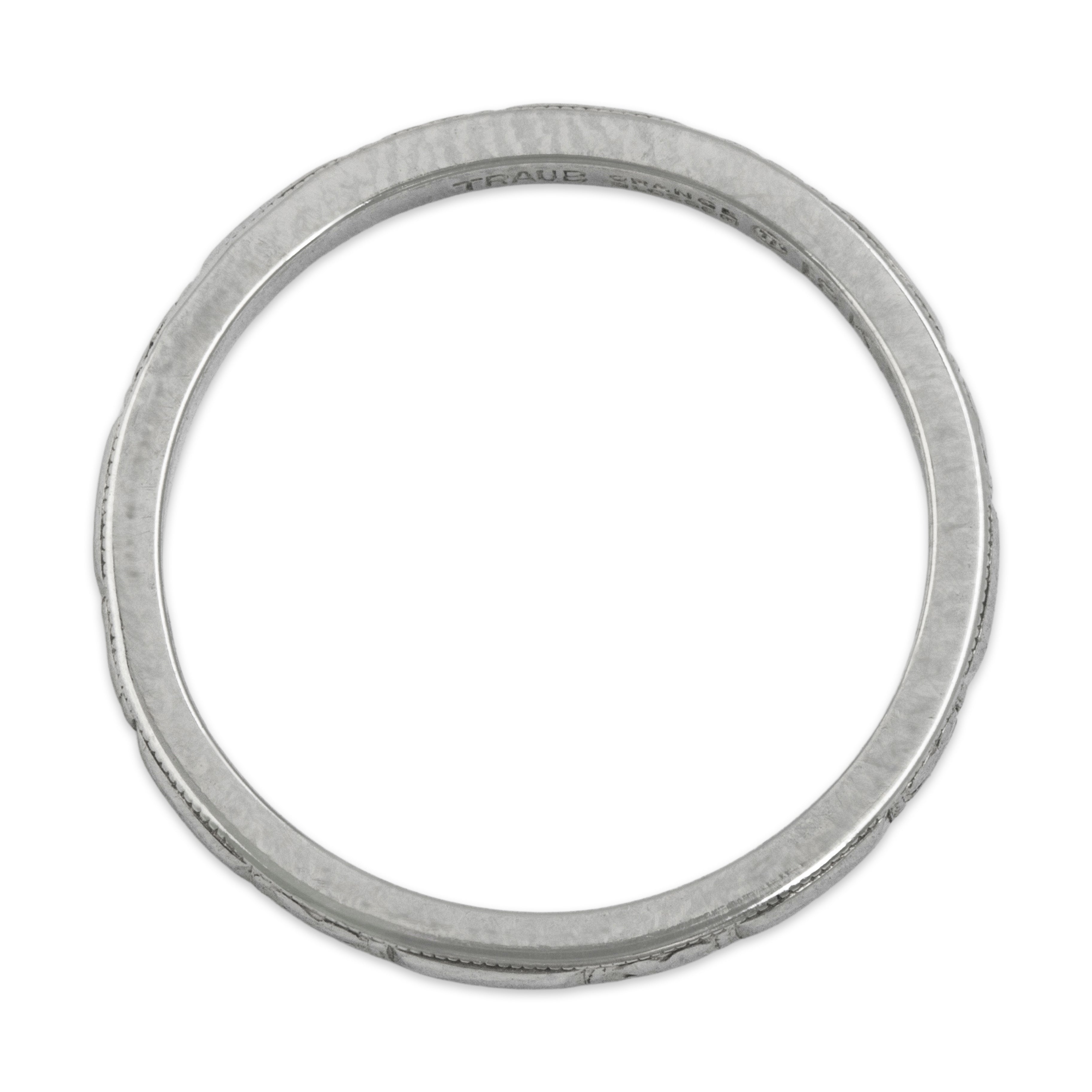 Antique Art Deco Traub 18k White Gold Orange Blossom Band Ring - detail view #1