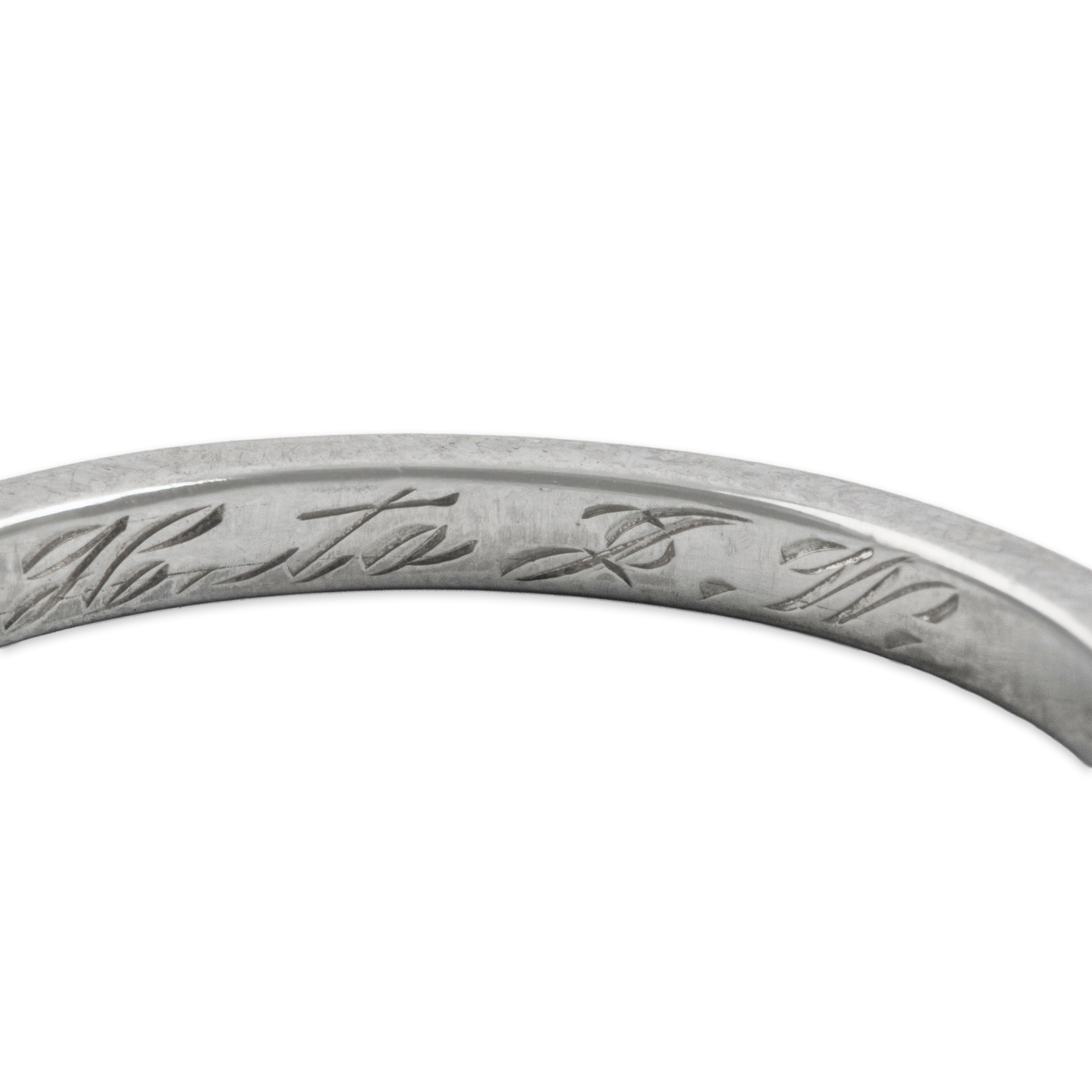 Antique Art Deco Traub 18k White Gold Orange Blossom Band Ring - Hallmark view