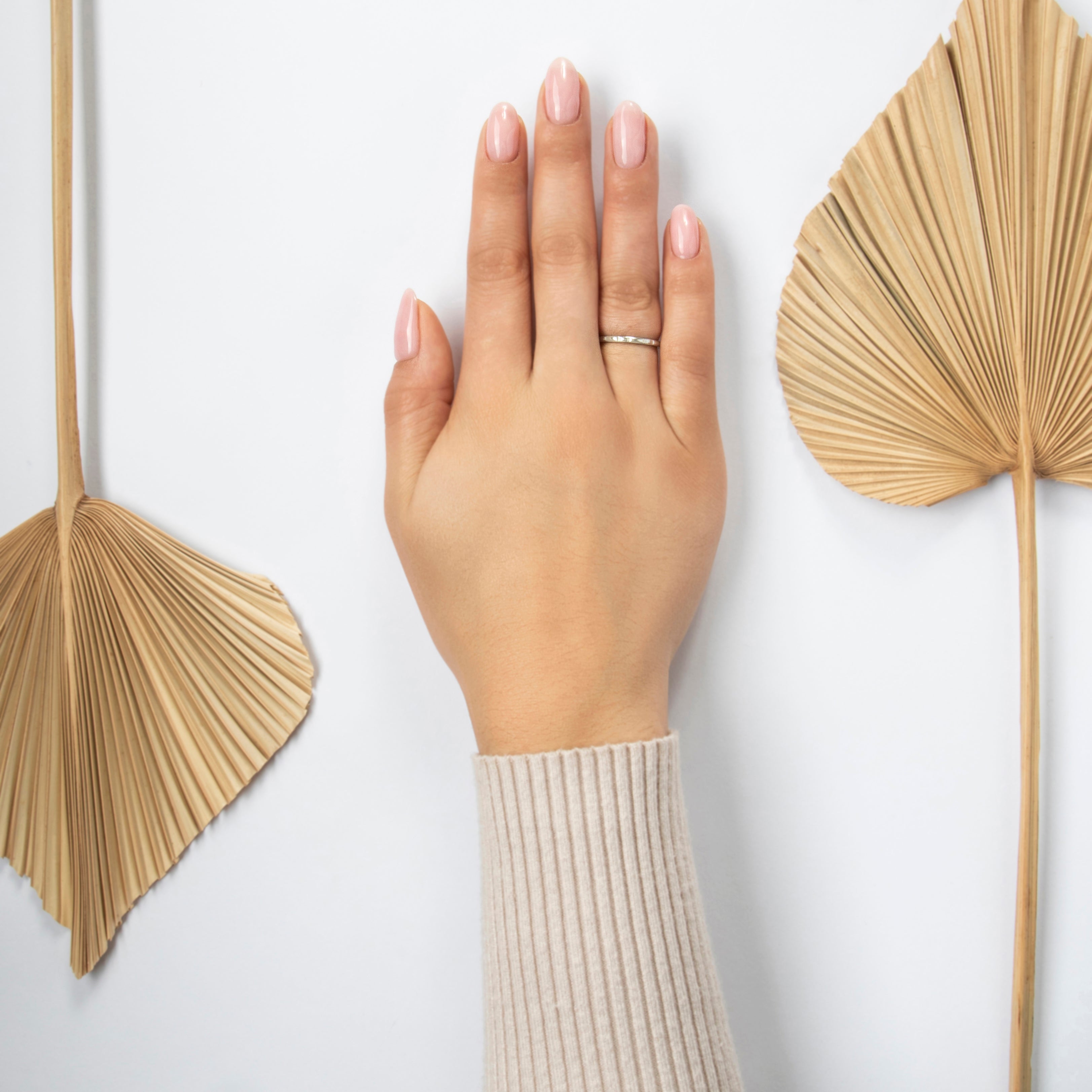 Antique Art Deco Traub 18k White Gold Orange Blossom Band Ring - On model view