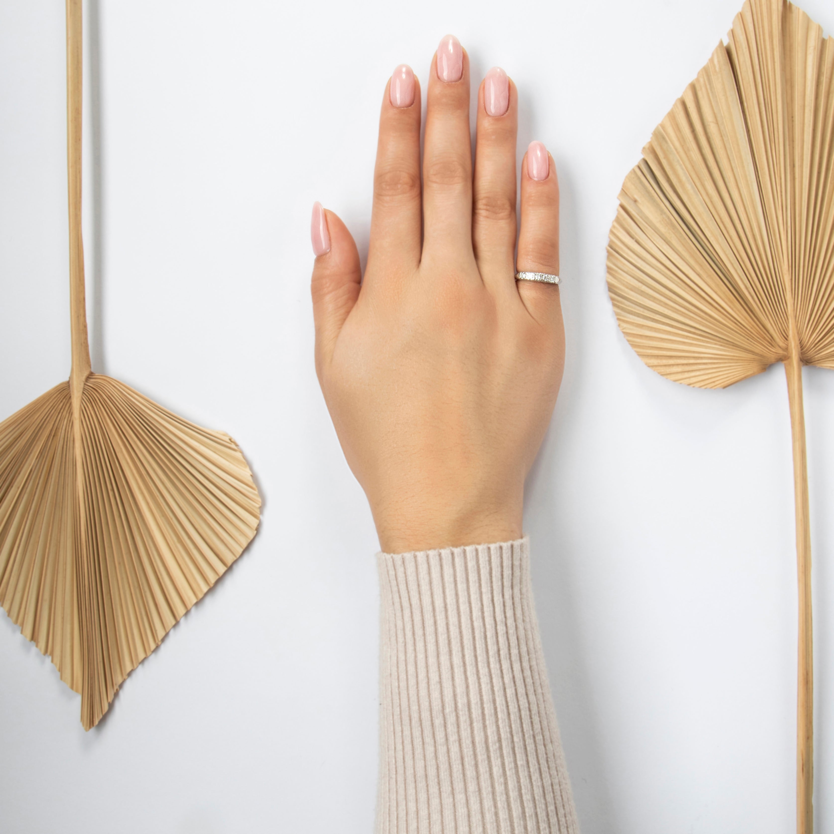 Vintage Platinum .29cttw Diamond Lovely Five-Stone Band Ring - On model view