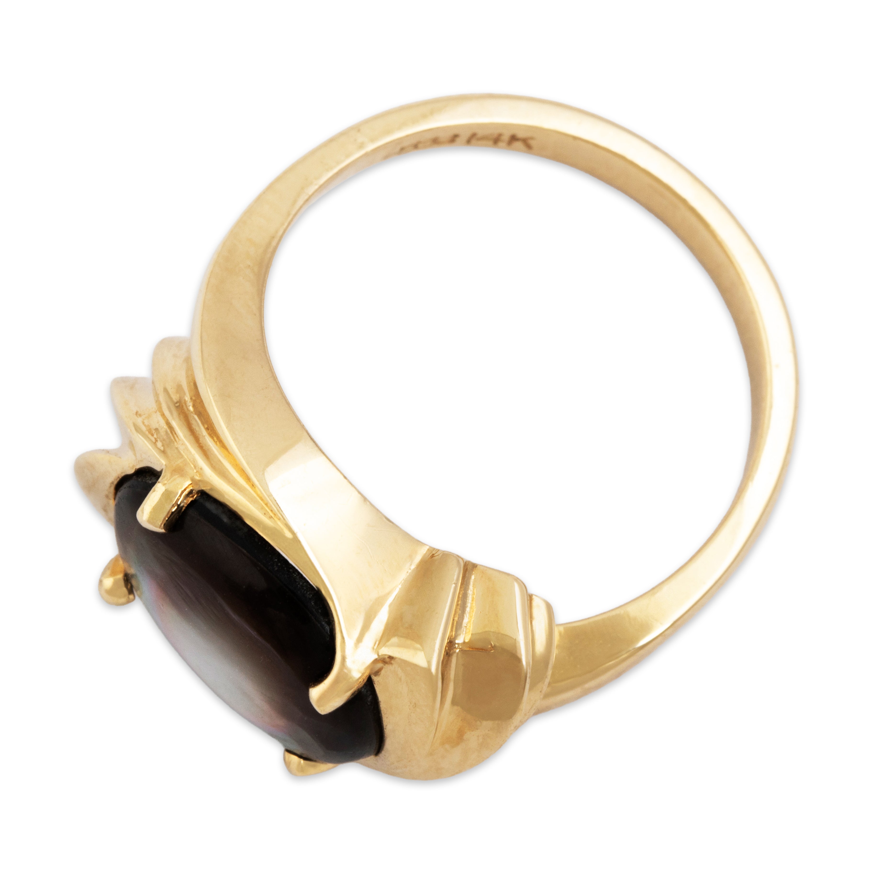Vintage 14k Yellow Gold Abalone Fanning East-West Ring - Overall view