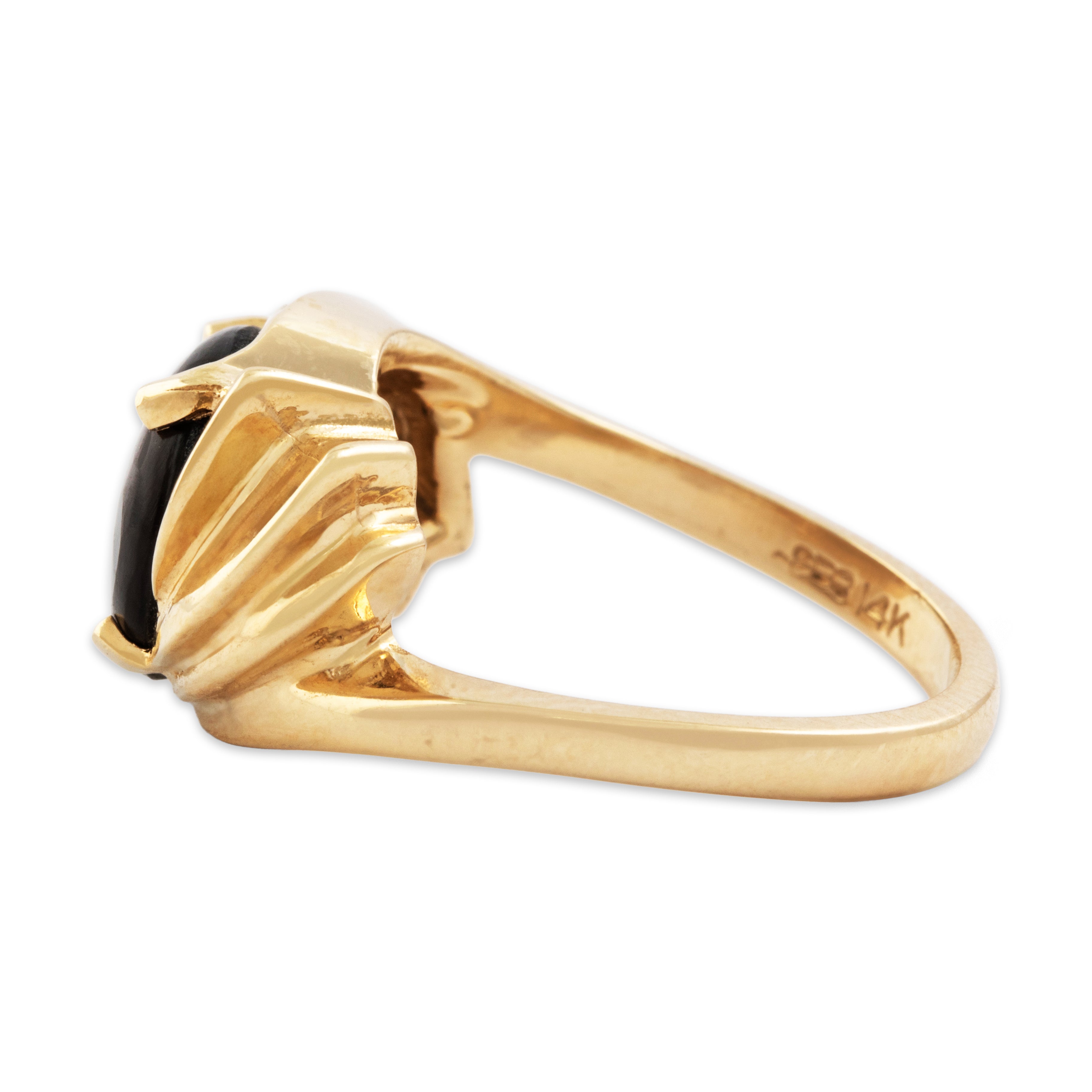 Vintage 14k Yellow Gold Abalone Fanning East-West Ring -Side view