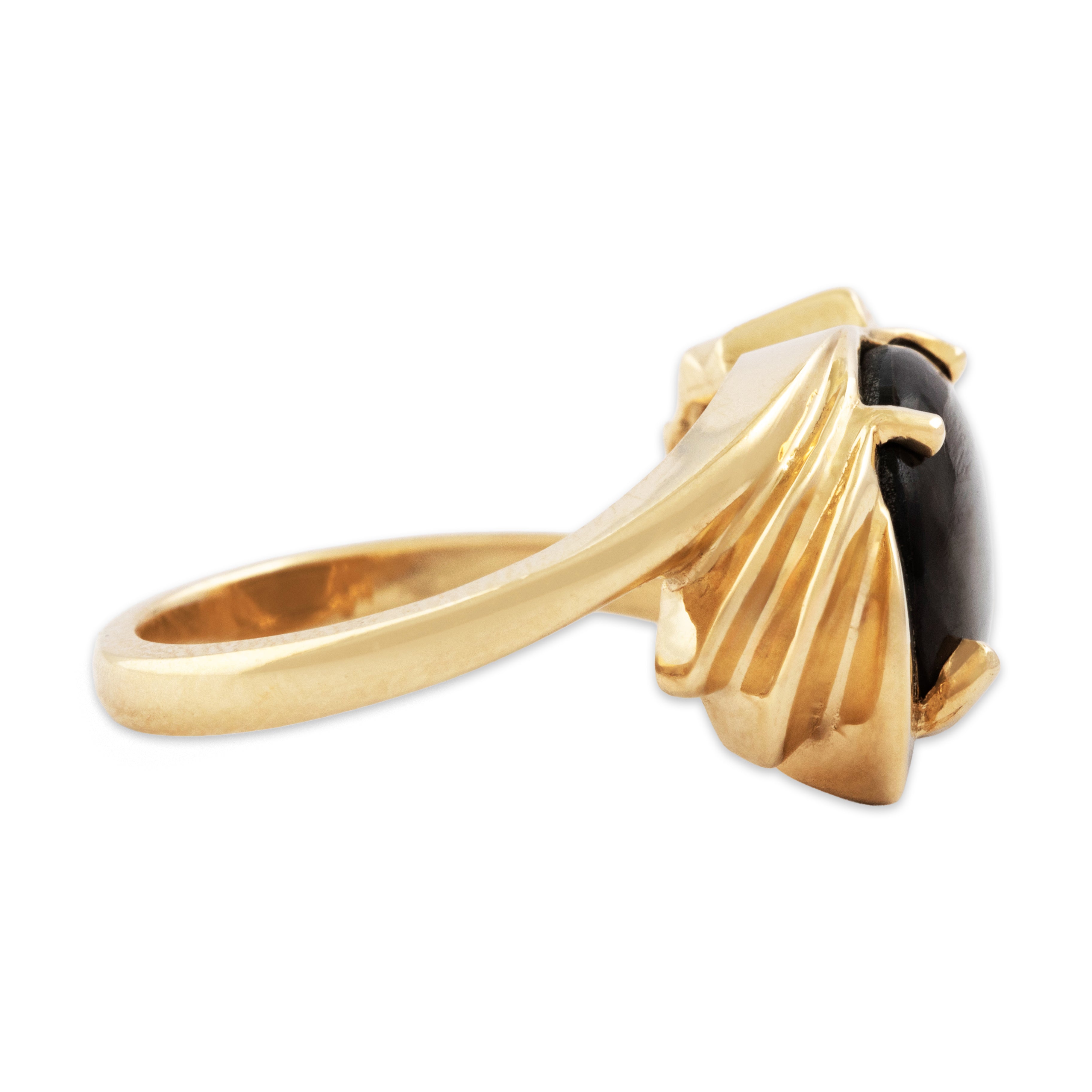 Vintage 14k Yellow Gold Abalone Fanning East-West Ring - Side view