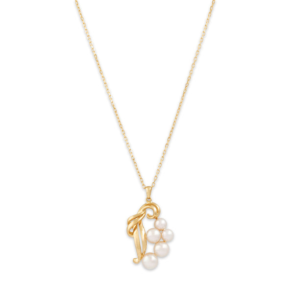 Vintage Mikimoto 18k Yellow Gold Pearl Lustrous Cluster Swirl Necklace 17.75