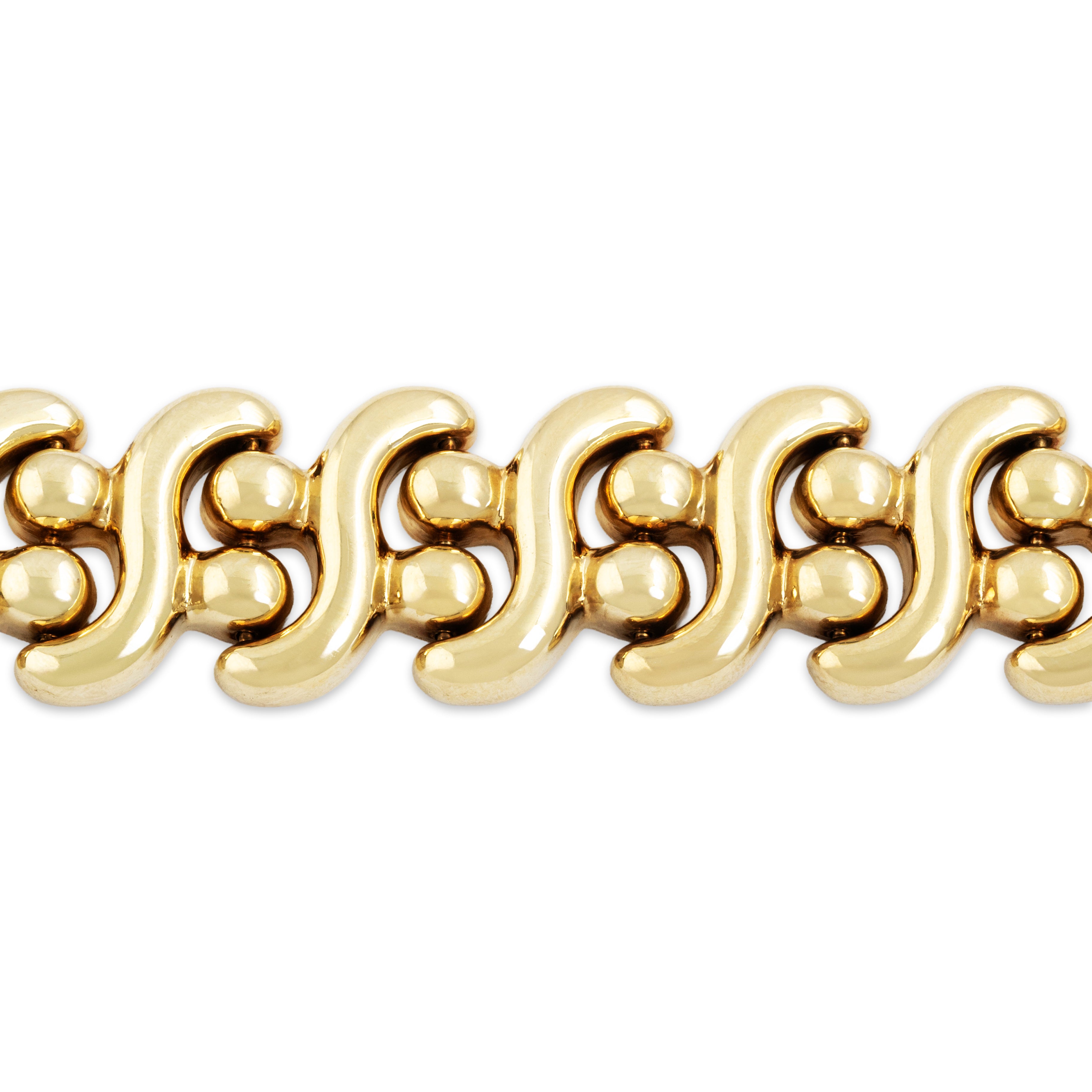 Vintage Italian 14k Yellow Gold Geometric Wave Link Bracelet - detail view #1