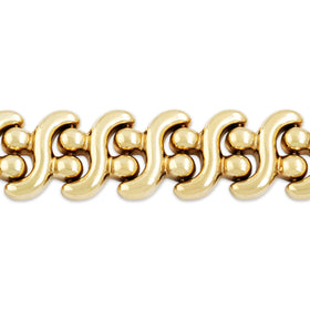 Vintage Italian 14k Yellow Gold Geometric Wave Link Bracelet 6.5"