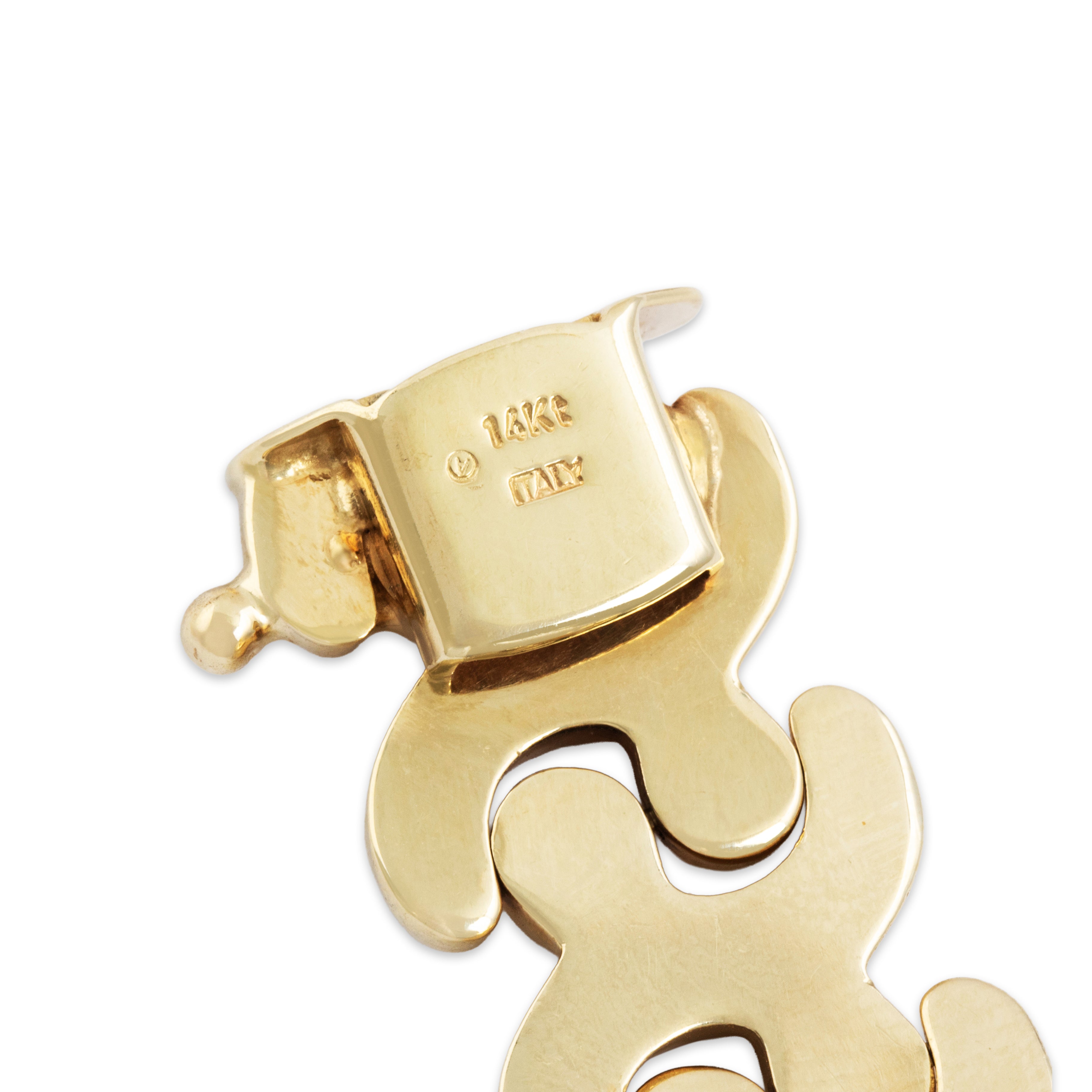 Vintage Italian 14k Yellow Gold Geometric Wave Link Bracelet - Hallmark view