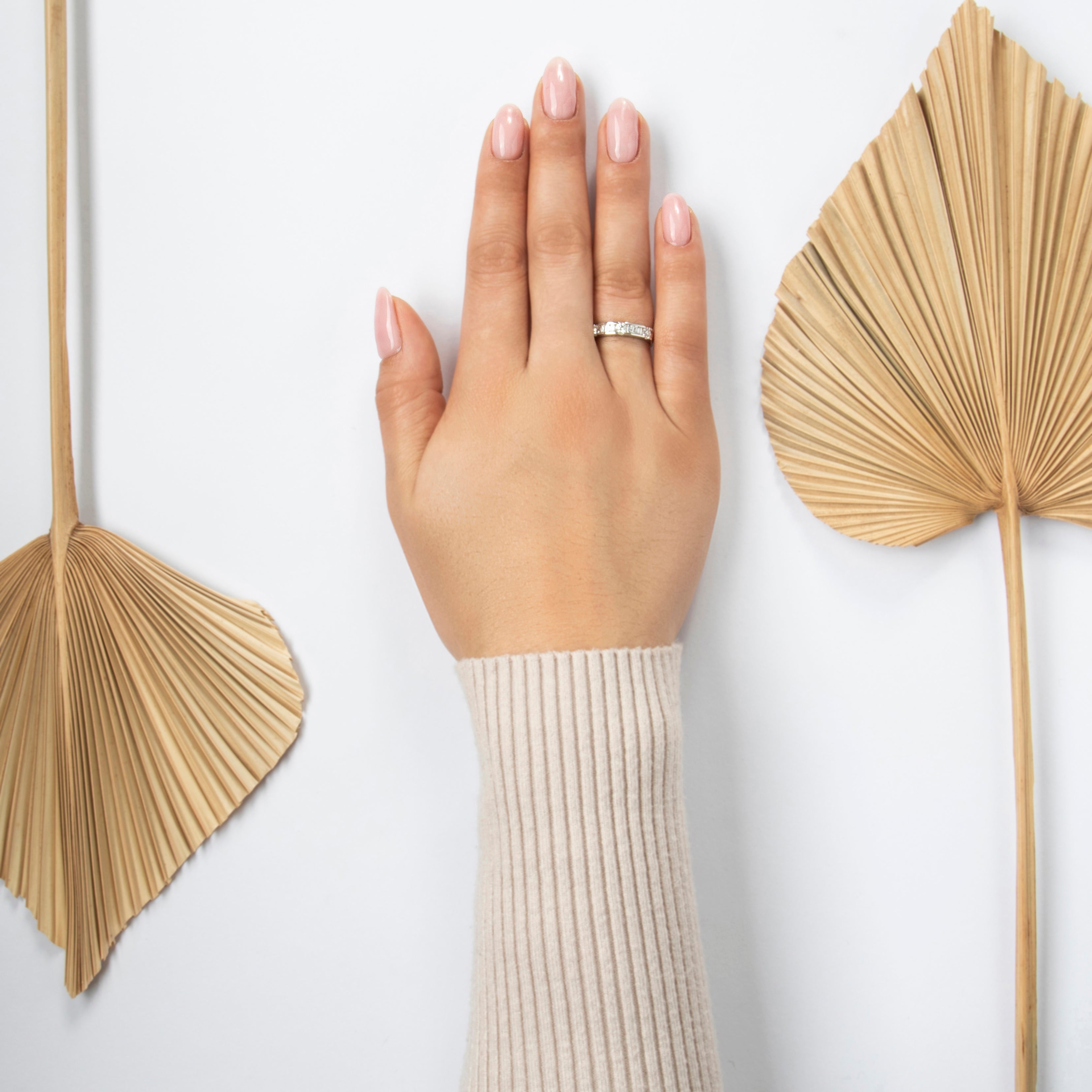 Vintage 18k White Gold .615cttw Diamond Stunning Mixed-Cut Band Ring - On model view