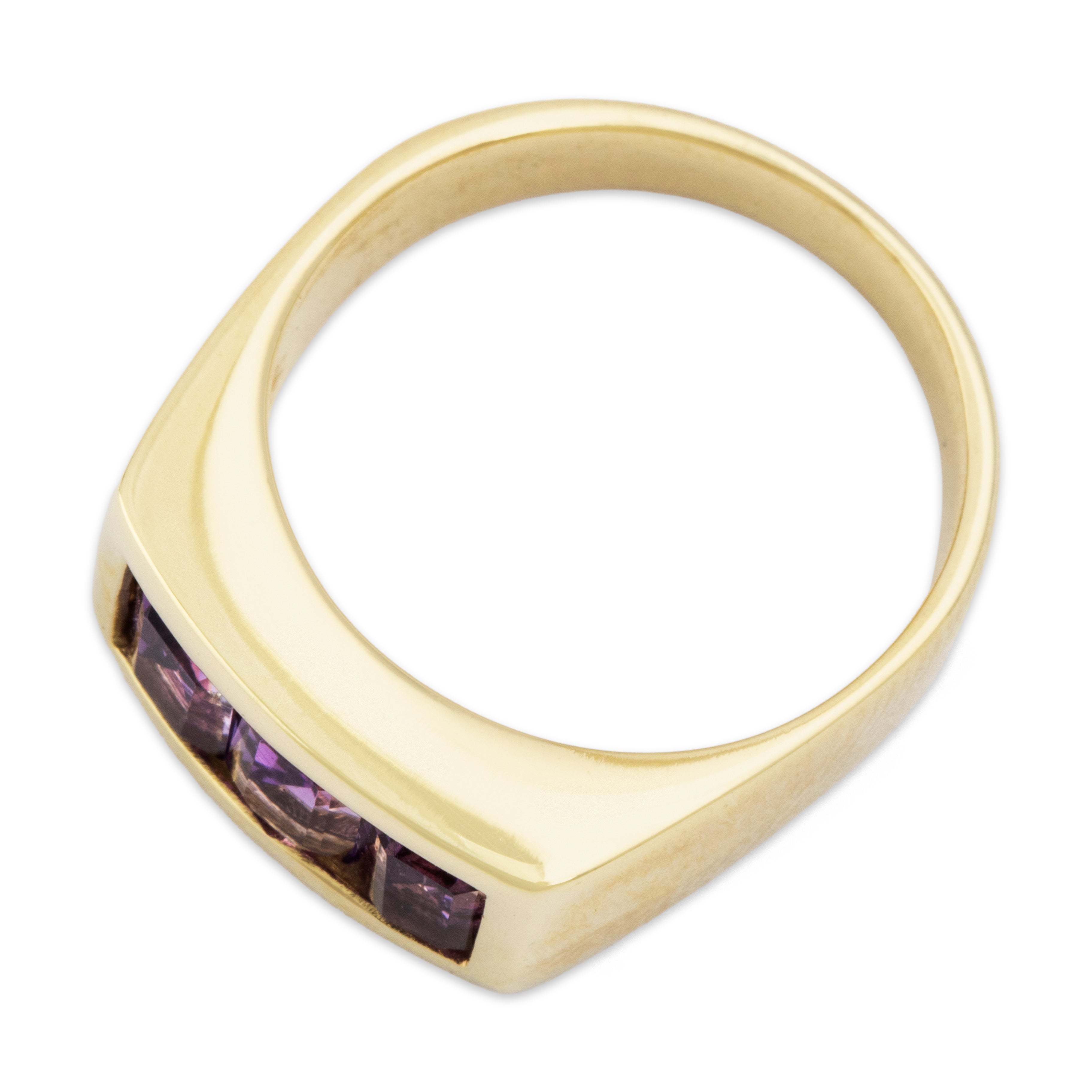 Vintage 14k Yellow Gold 1.2cttw Amethyst Sleek Triple Channel-Set Ring - Overall view
