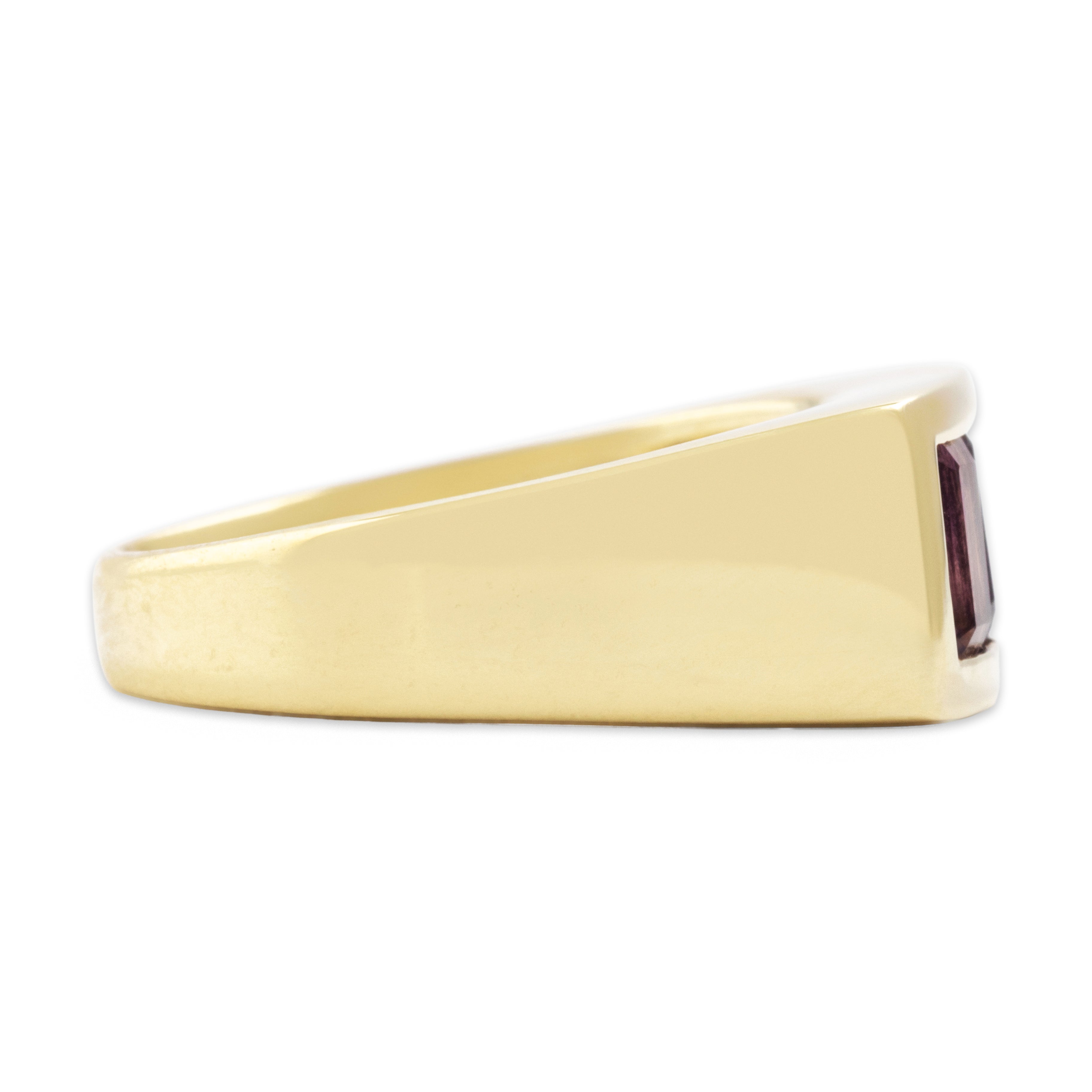 Vintage 14k Yellow Gold 1.2cttw Amethyst Sleek Triple Channel-Set Ring - Side view