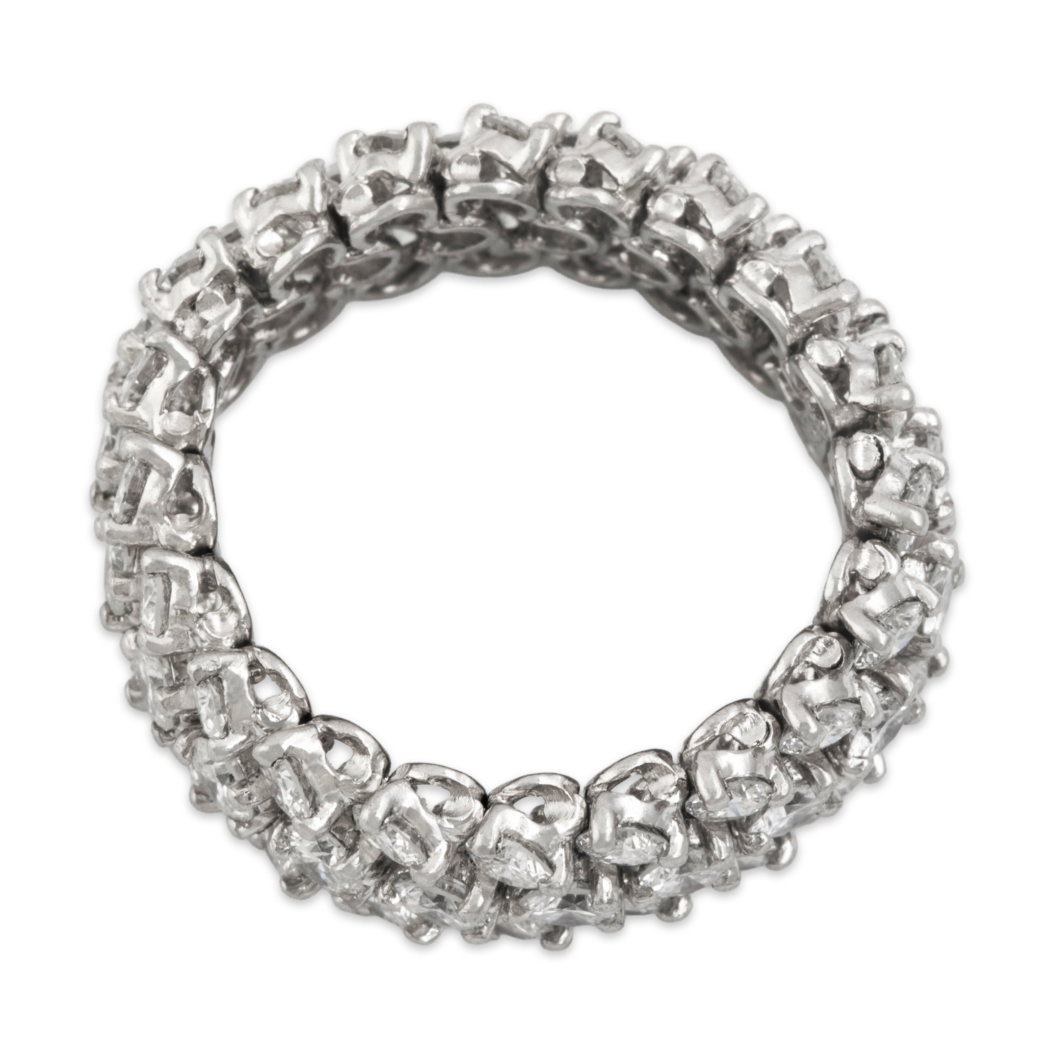 Vintage Platinum 3.56cttw Diamond Dazzling Interlinking Eternity Band Ring - Overall view