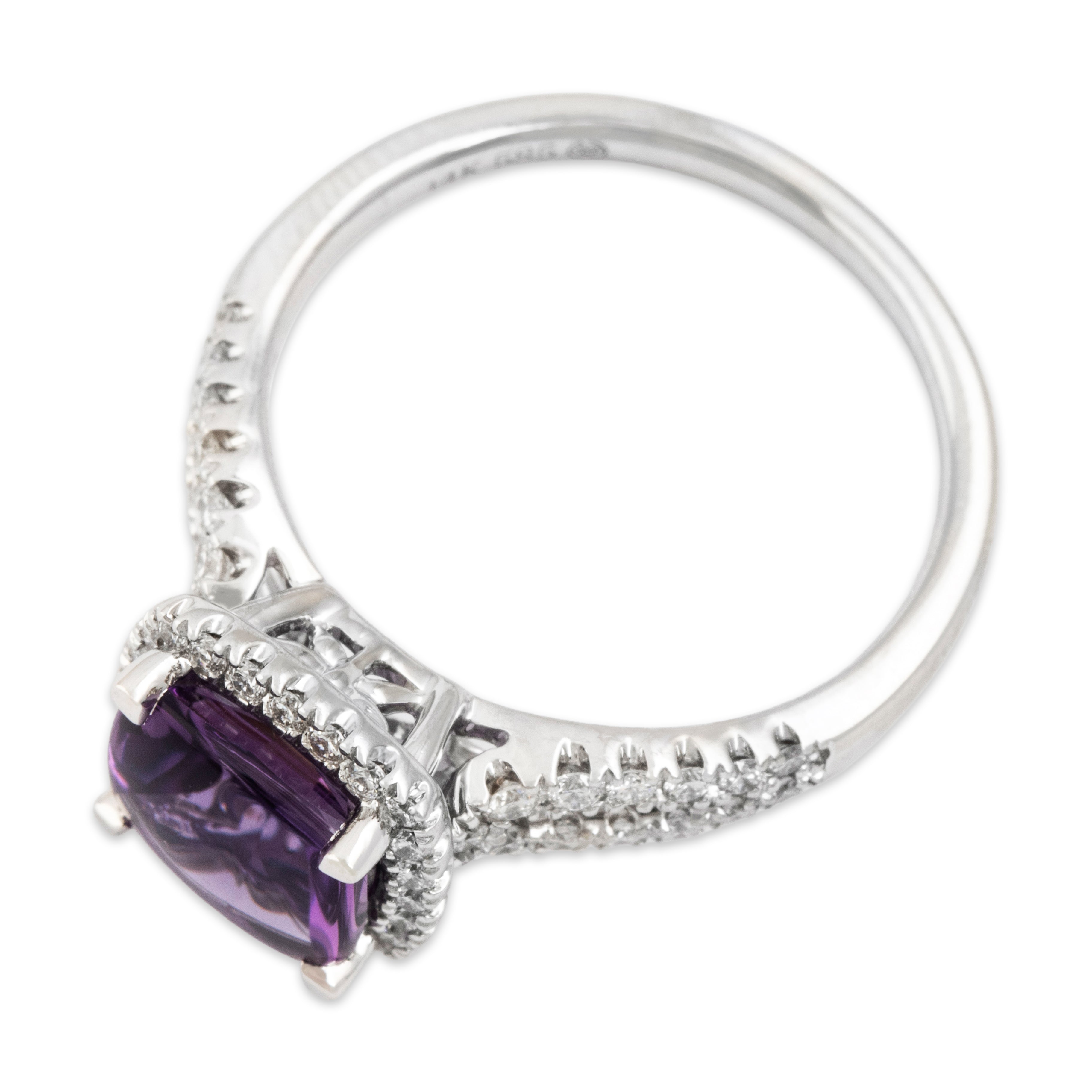 Vintage 14k White Gold 1.7ct Amethyst .365cttw Diamond Halo Ring - Overall view