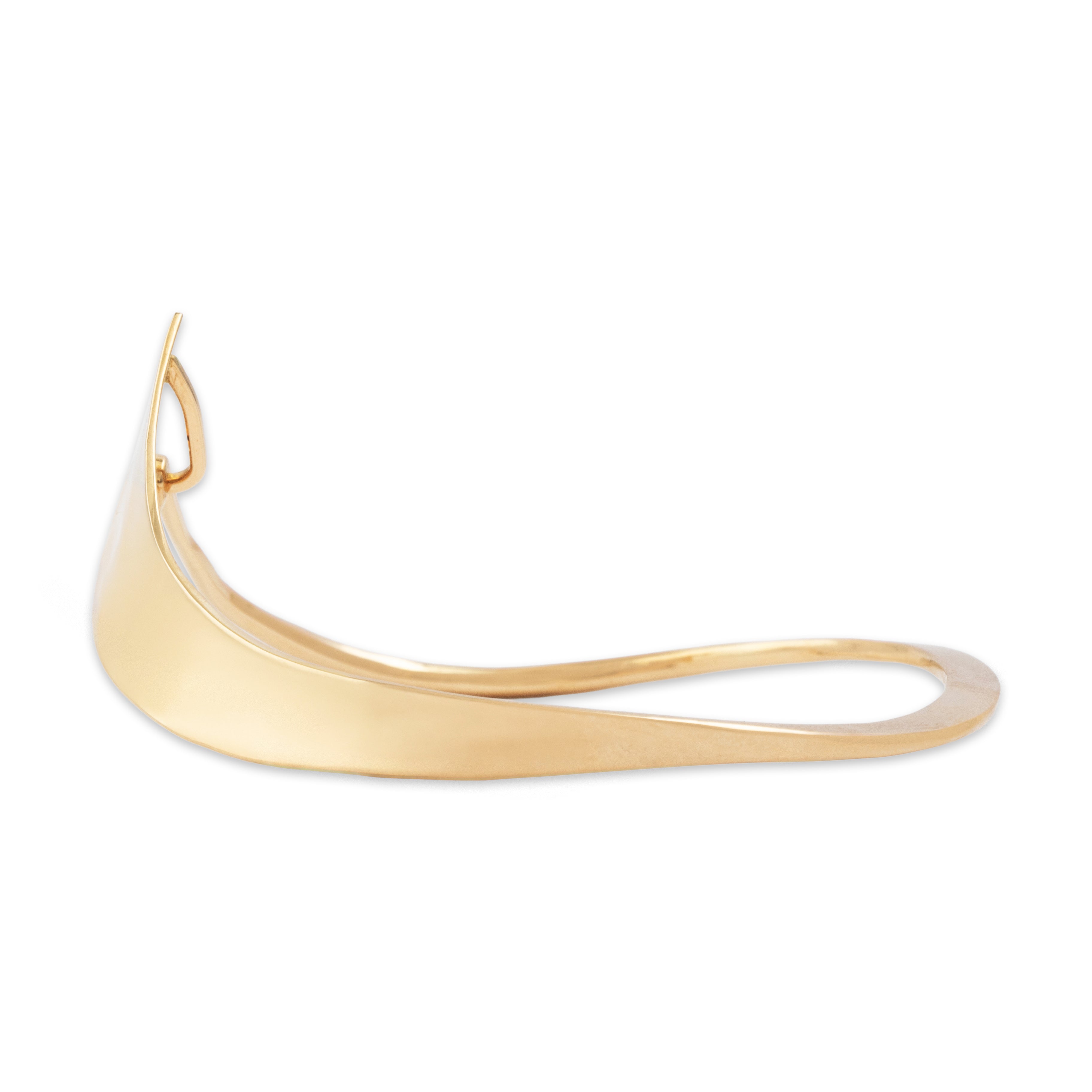 Vintage 14k Yellow Gold Asymmetric Hammered Twisted Cuff Bracelet - detail view #2