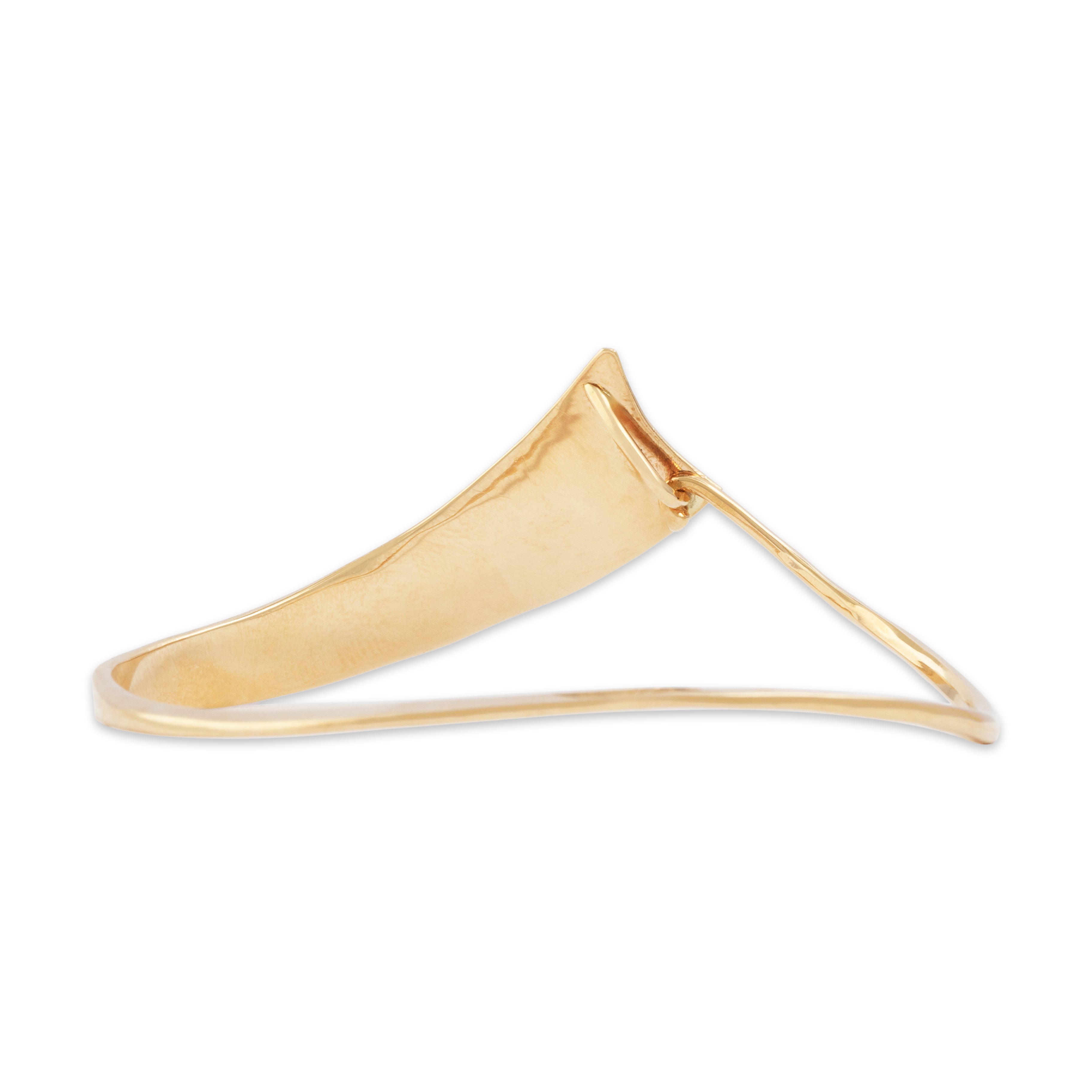 Vintage 14k Yellow Gold Asymmetric Hammered Twisted Cuff Bracelet - Overall view