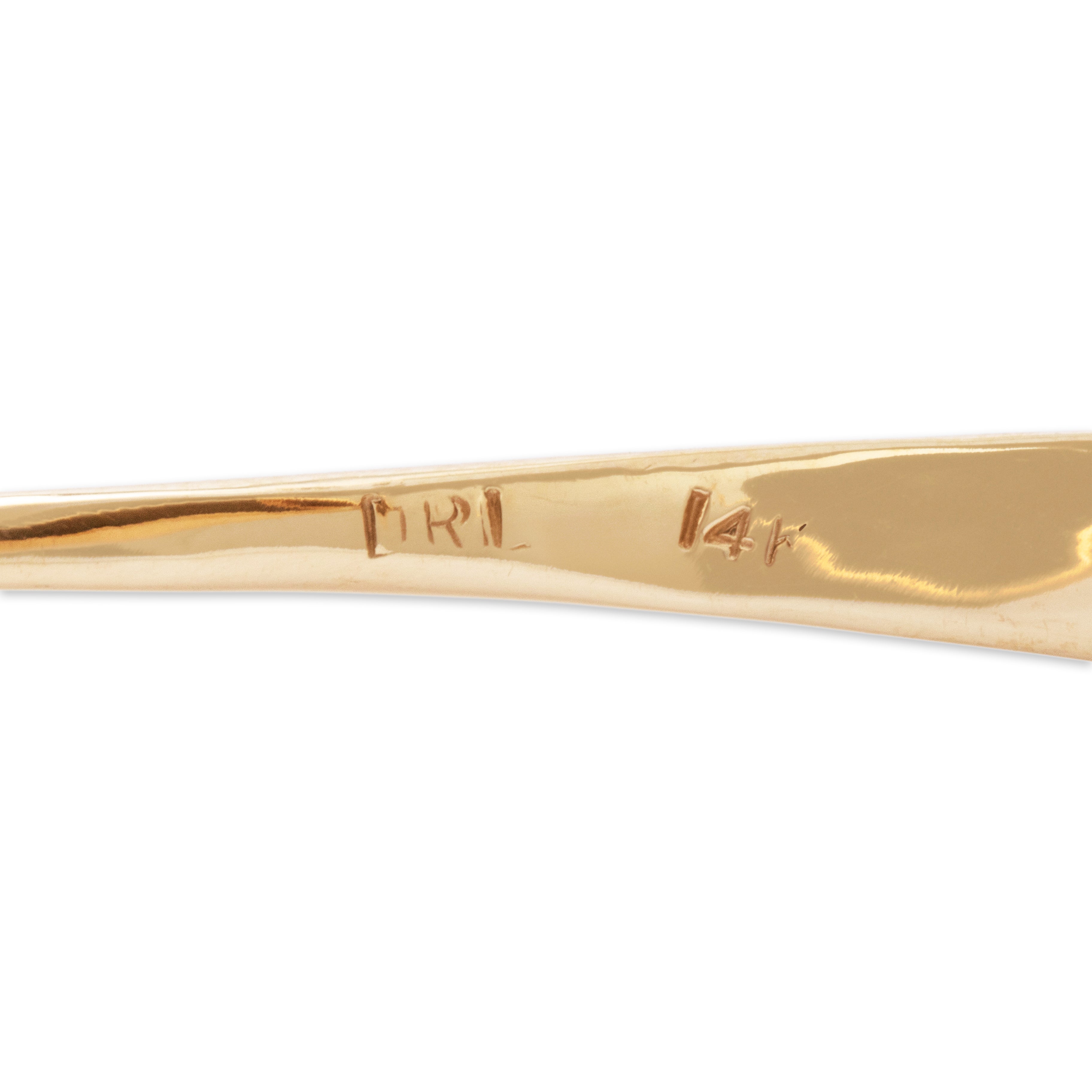 Vintage 14k Yellow Gold Asymmetric Hammered Twisted Cuff Bracelet - Hallmark view