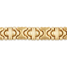 Vintage Italian 14k Yellow Gold Wide Geometric Brushed Link Bracelet 6.75"