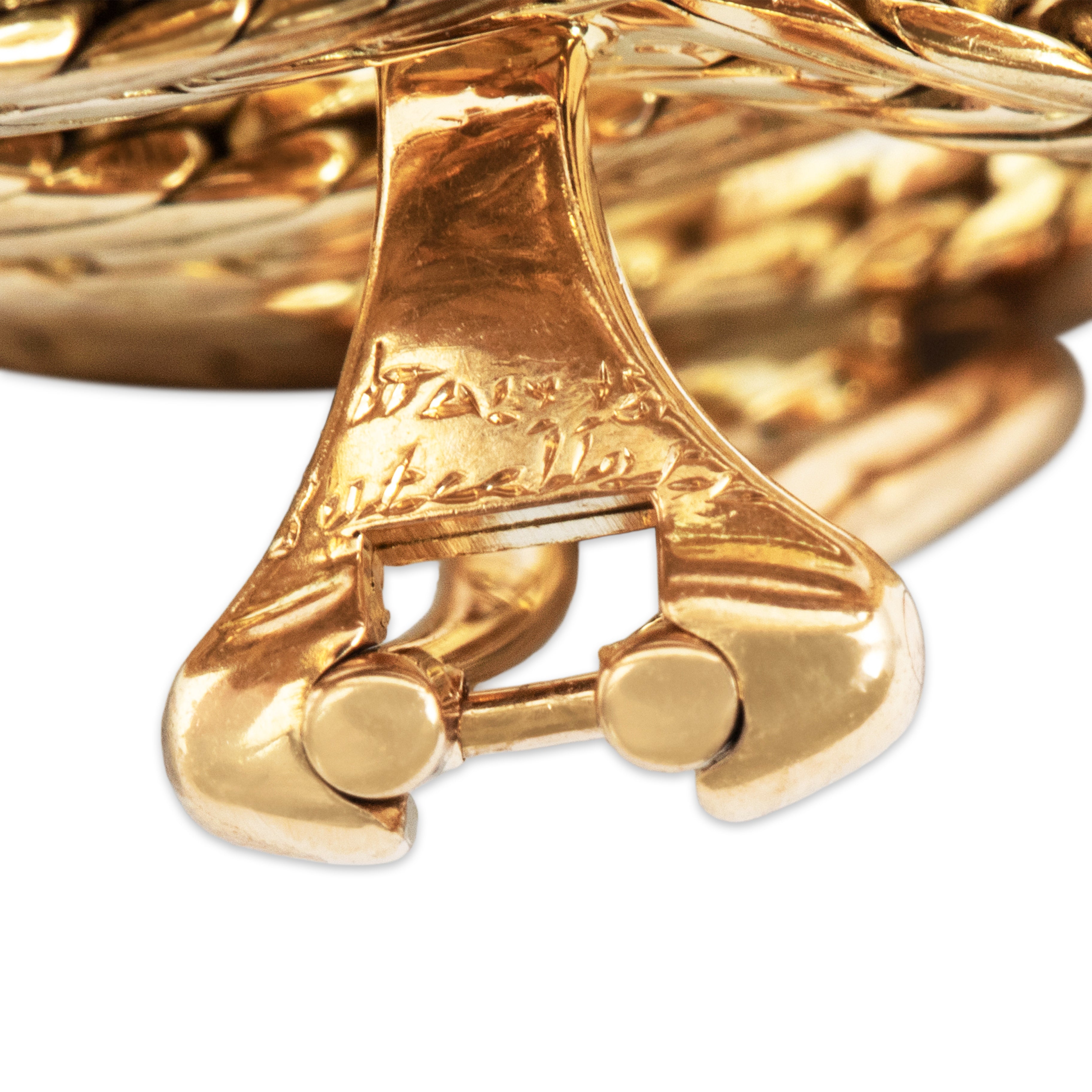 Vintage Buccellati Italian 18k Yellow Gold Woven Triple Loop Statement Clip Earrings - Hallmark view