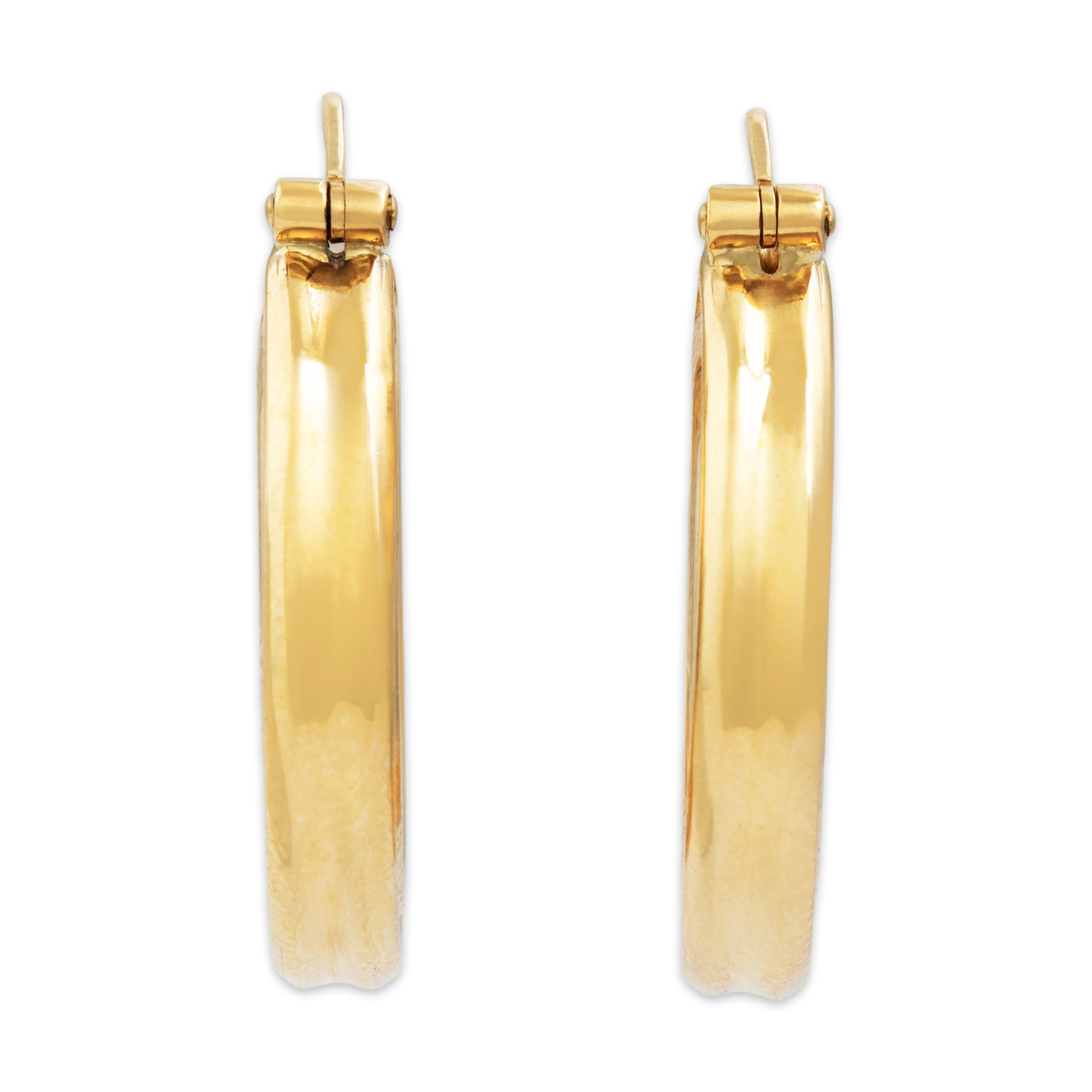 Vintage Italian 18k Yellow Gold Elegant Ribbed Hoop Earrings - Overall view