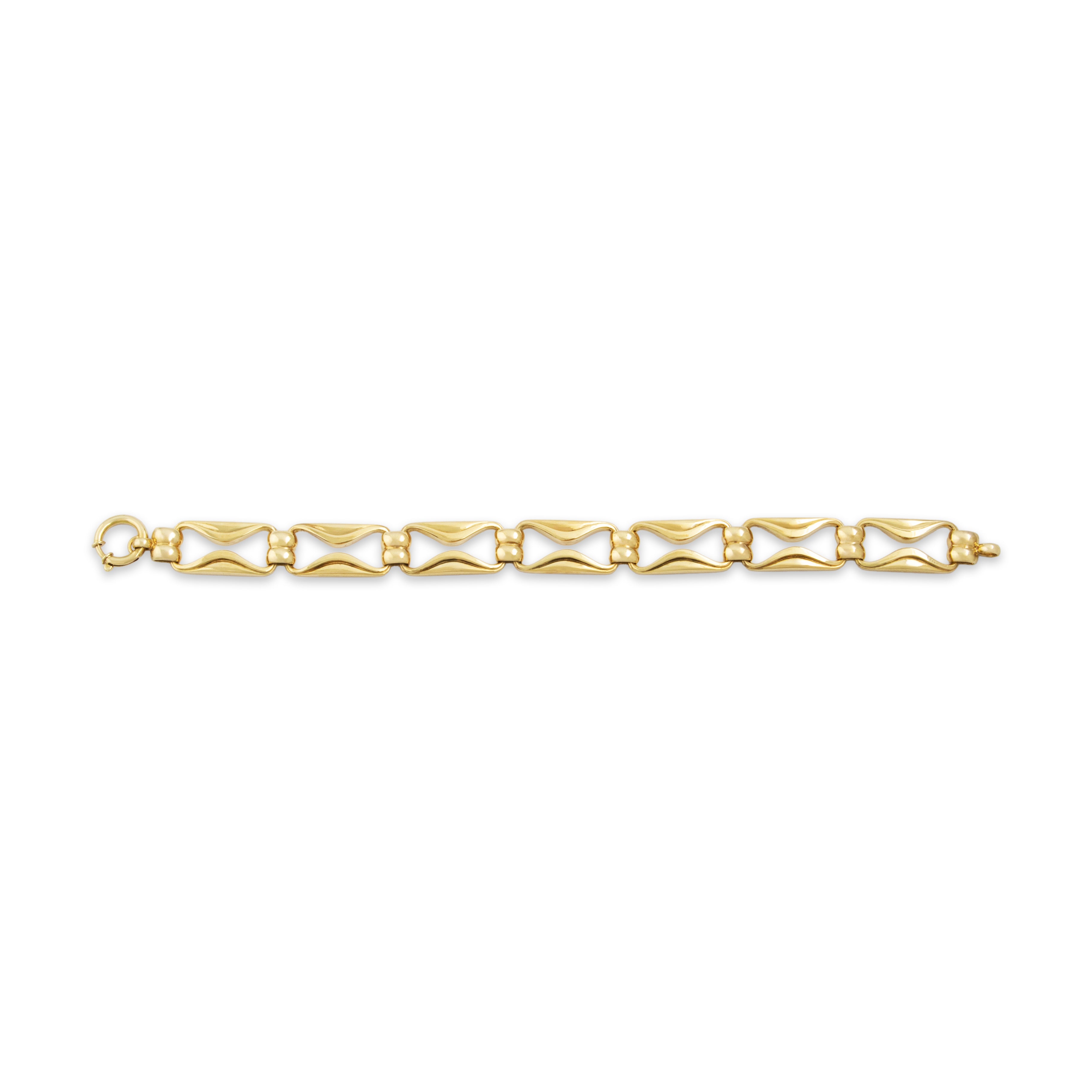 Vintage 14k Yellow Gold Open Hourglass Link Bracelet - Close-up view