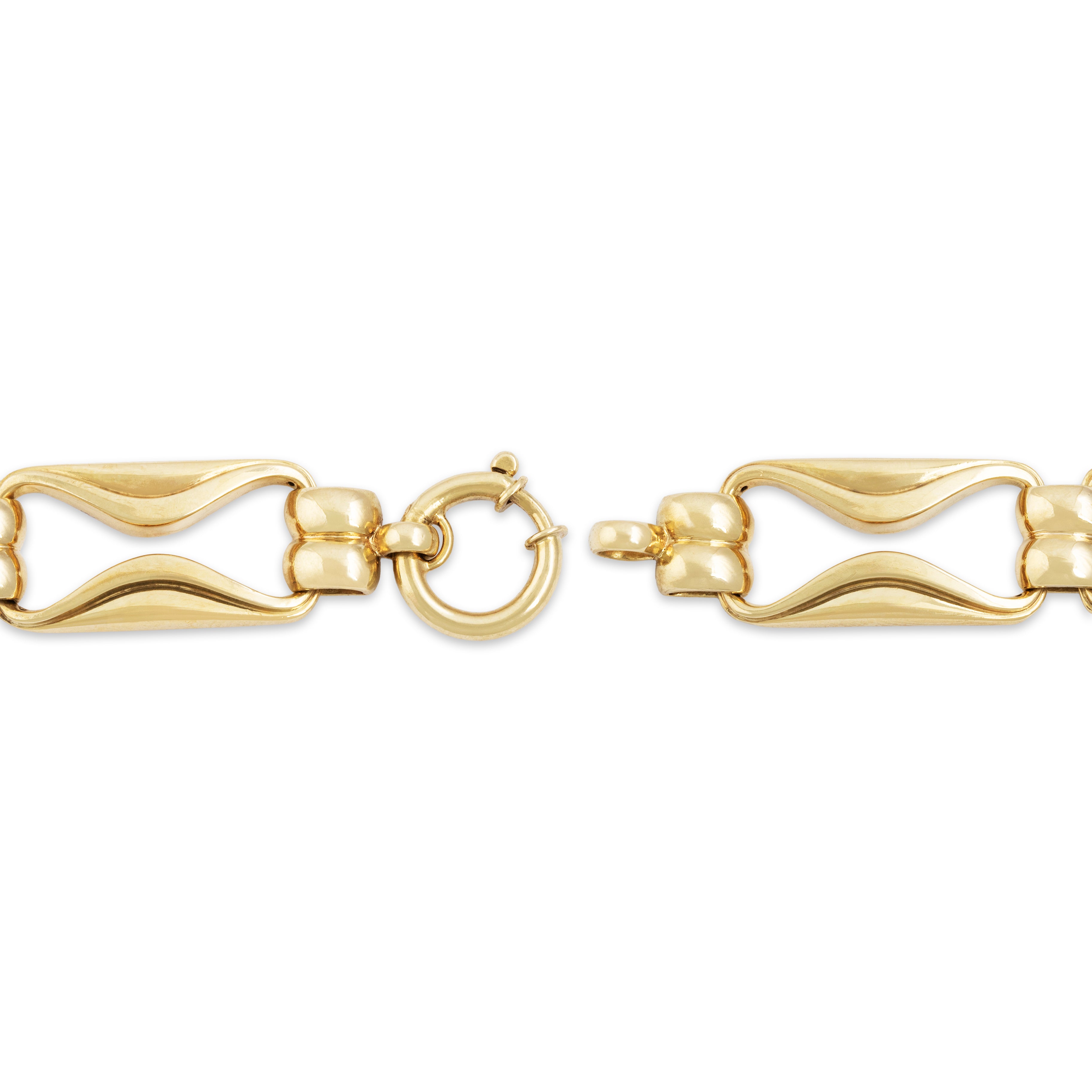 Vintage 14k Yellow Gold Open Hourglass Link Bracelet - clasp view