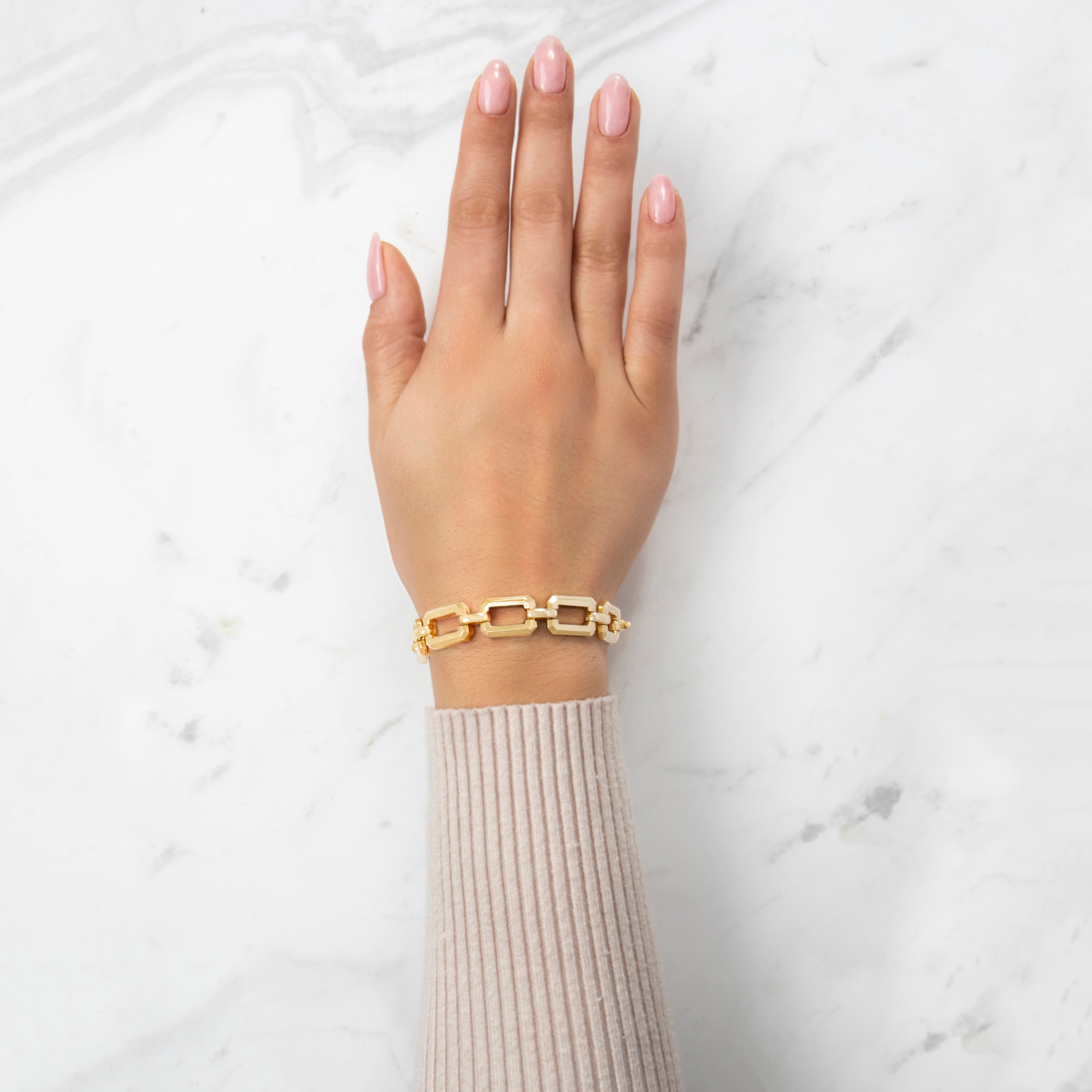 Vintage 14k Yellow Gold Fabulous Rectangular Link Bracelet 7