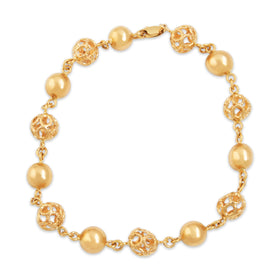 Vintage 18k Yellow Gold Fantastic Open Bauble Link Bracelet 8.75"