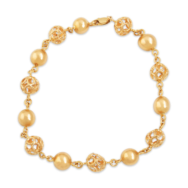 Vintage 18k Yellow Gold Fantastic Open Bauble Link Bracelet 8.75