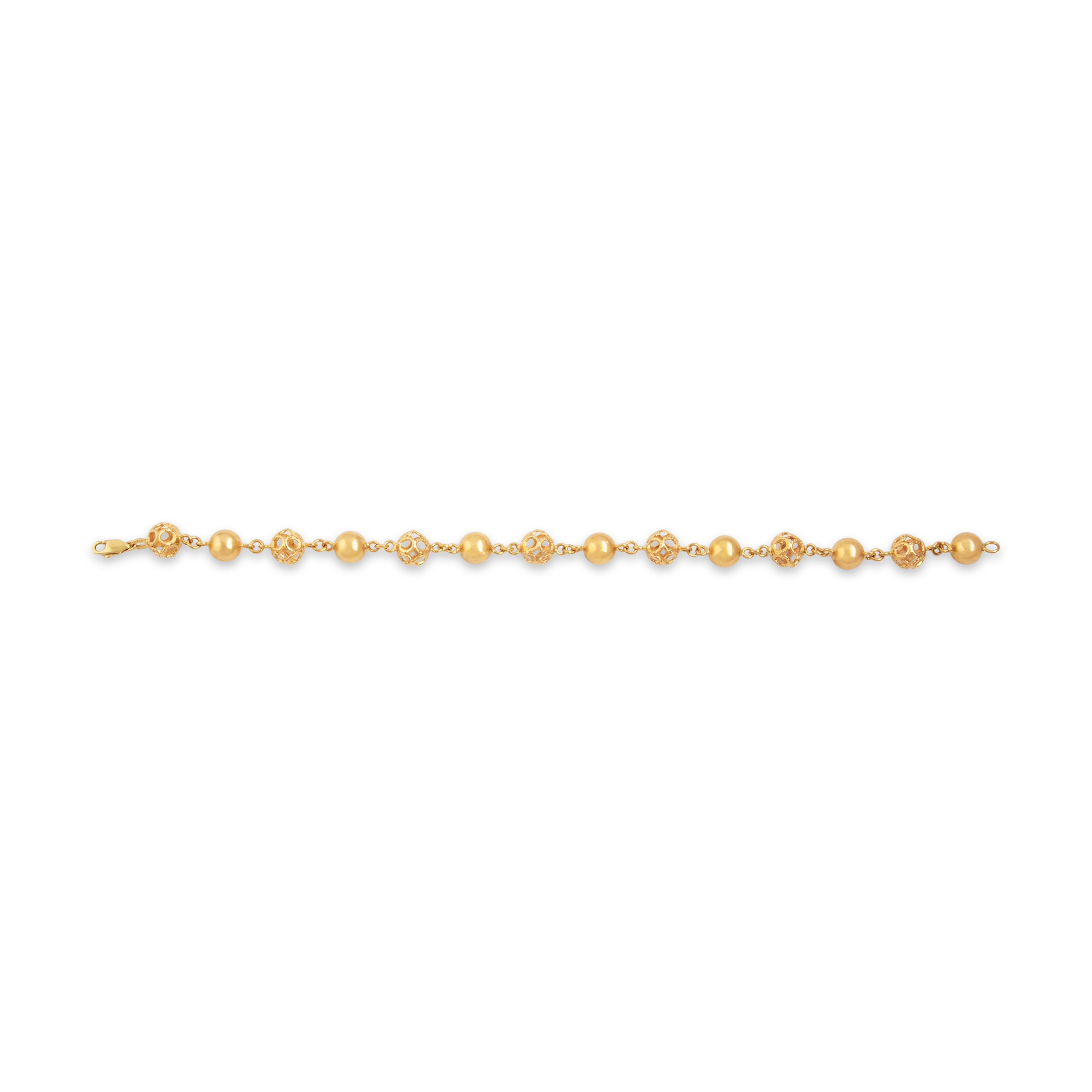 Vintage 18k Yellow Gold Fantastic Open Bauble Link Bracelet - Close-up view