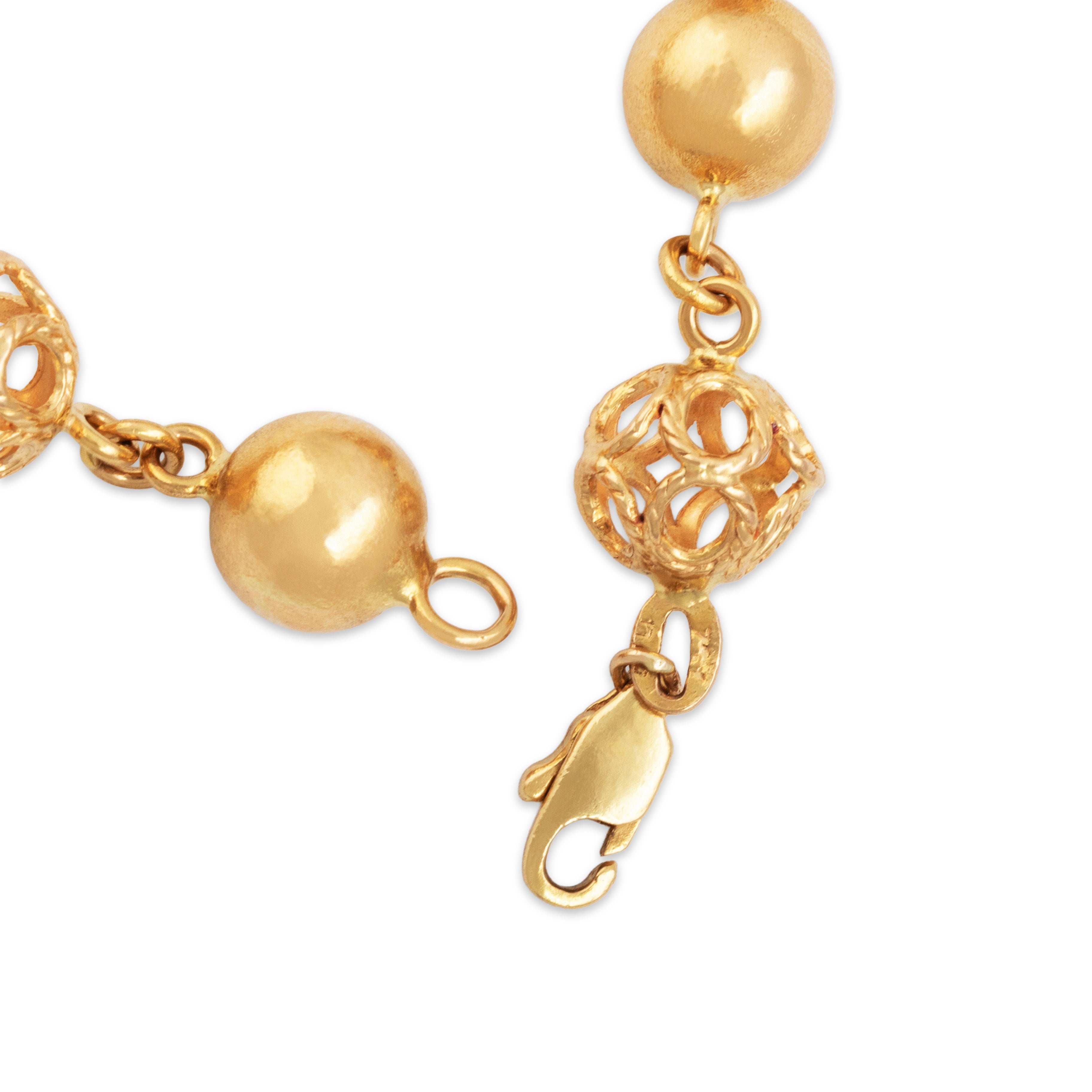 Vintage 18k Yellow Gold Fantastic Open Bauble Link Bracelet - clasp view