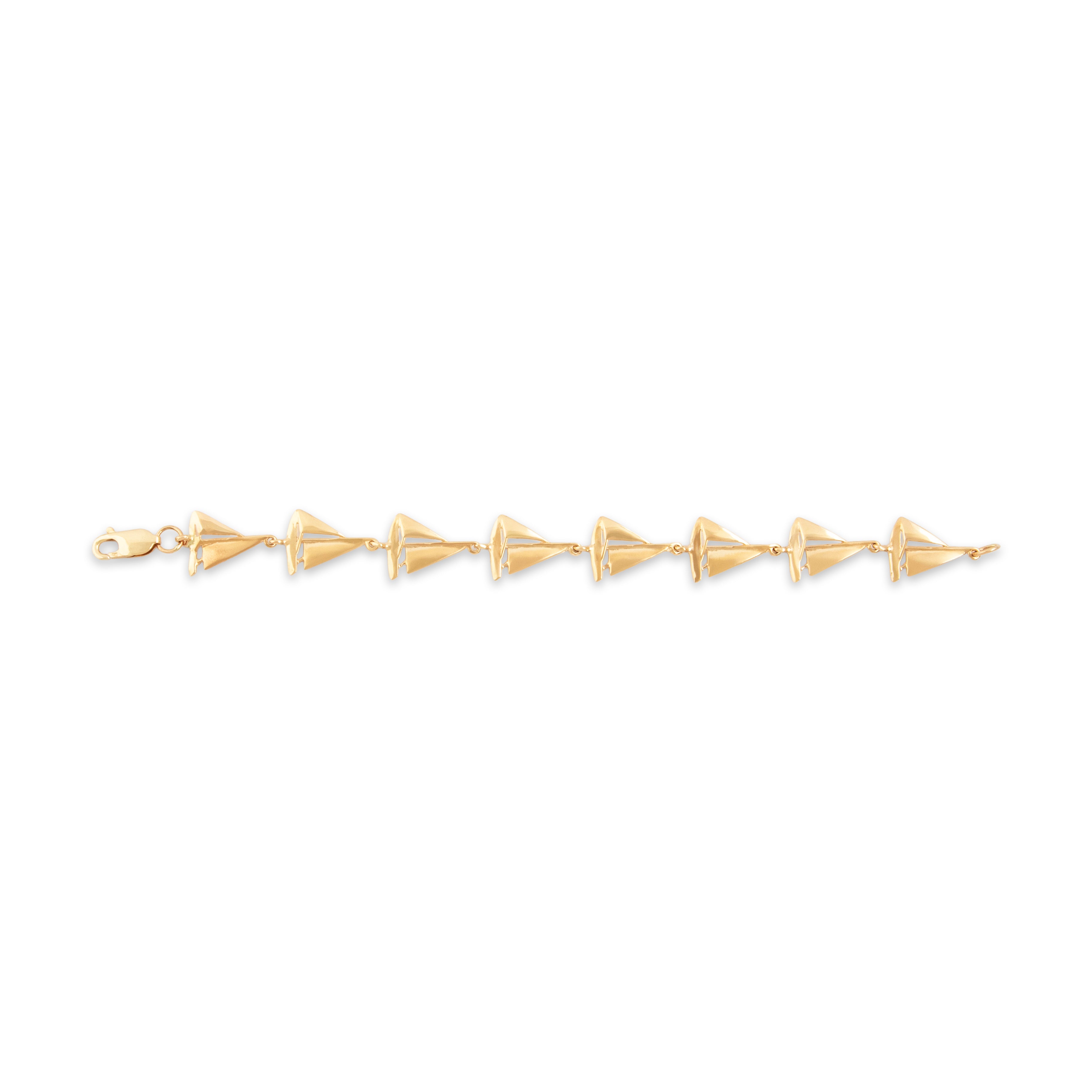 Vintage 14k Yellow Gold Pretty Nautical Sailboat Link Bracelet 6.5