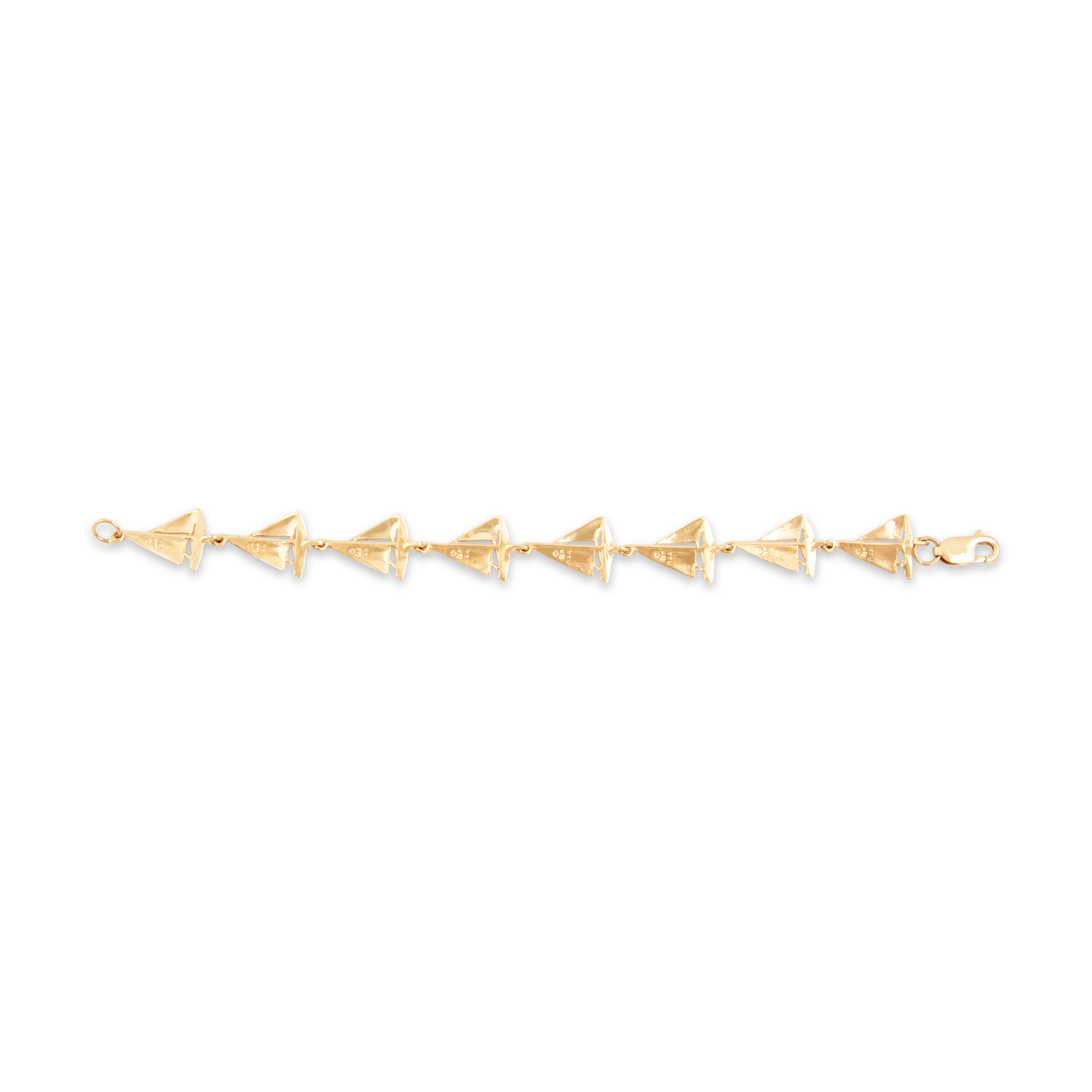 Vintage 14k Yellow Gold Pretty Nautical Sailboat Link Bracelet 6.5