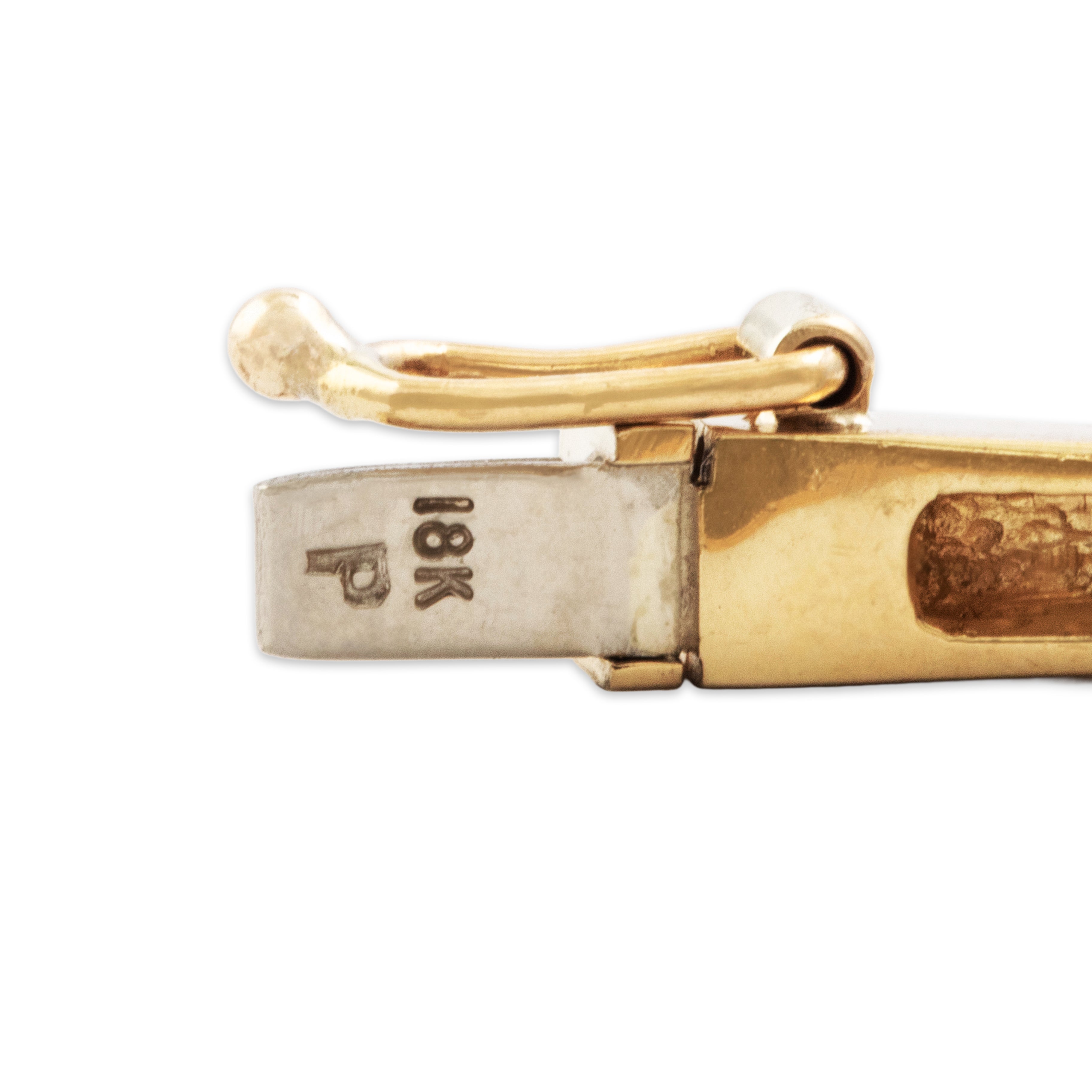 Vintage 18k Yellow Gold 1.112cttw Diamond Stunning Open-Set Bangle Bracelet - Hallmark view