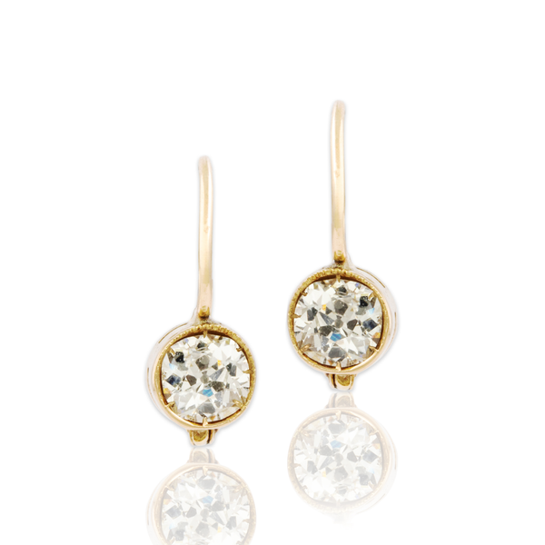 Antique Victorian 14k Yellow Gold .56cttw Old Mine Cut Diamond Superb Earrings