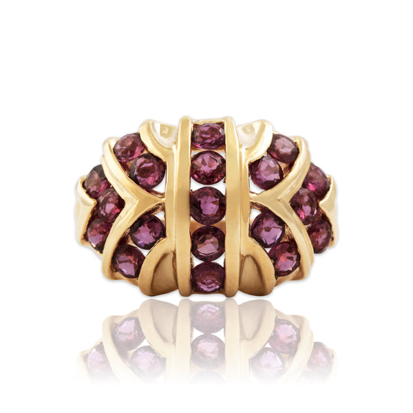 Vintage 14k Yellow Gold 1.5cttw Pink Sapphire Bold Dome Ring 5.00