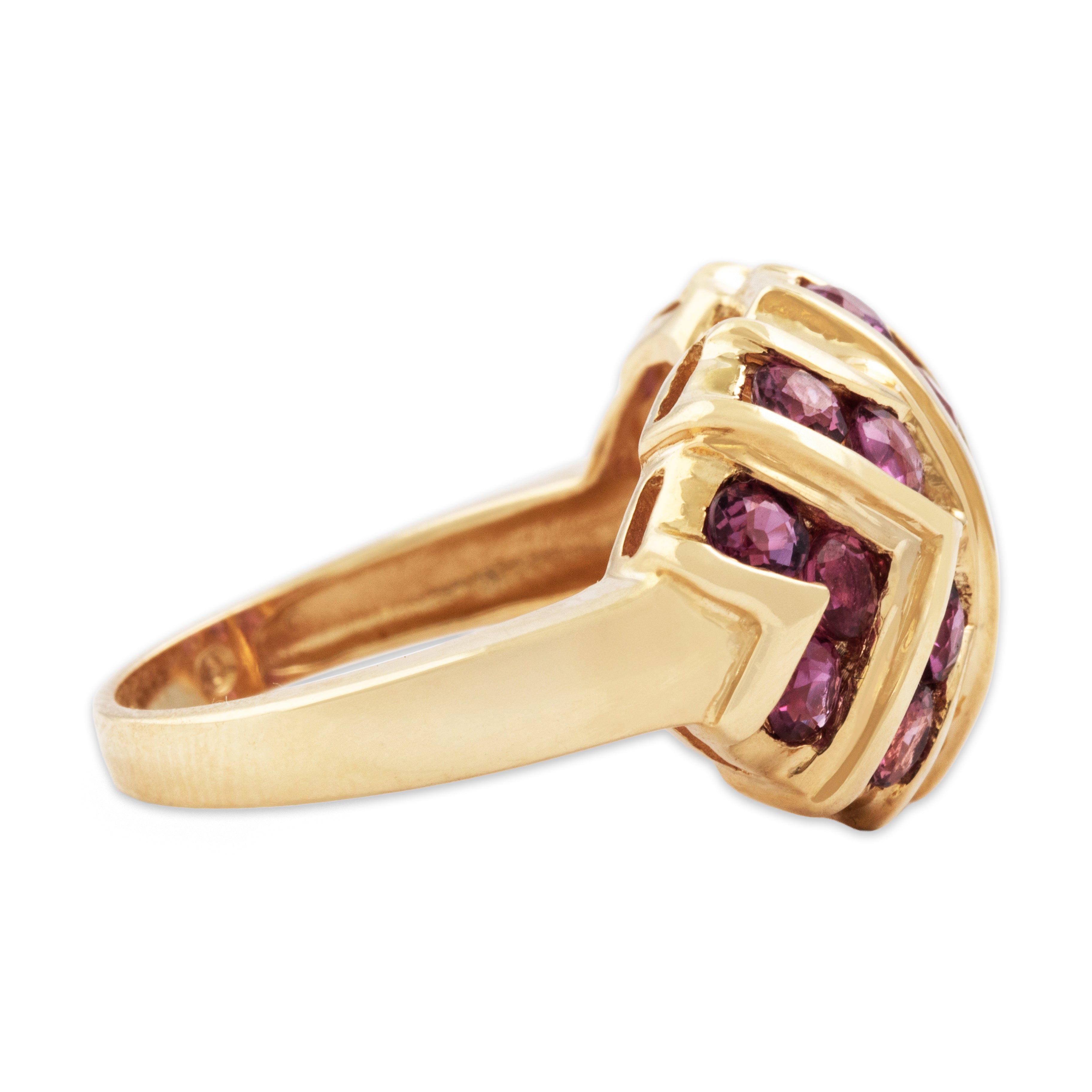 Vintage 14k Yellow Gold 1.5cttw Pink Sapphire Pretty Channel-Set Dome Ring - Side view