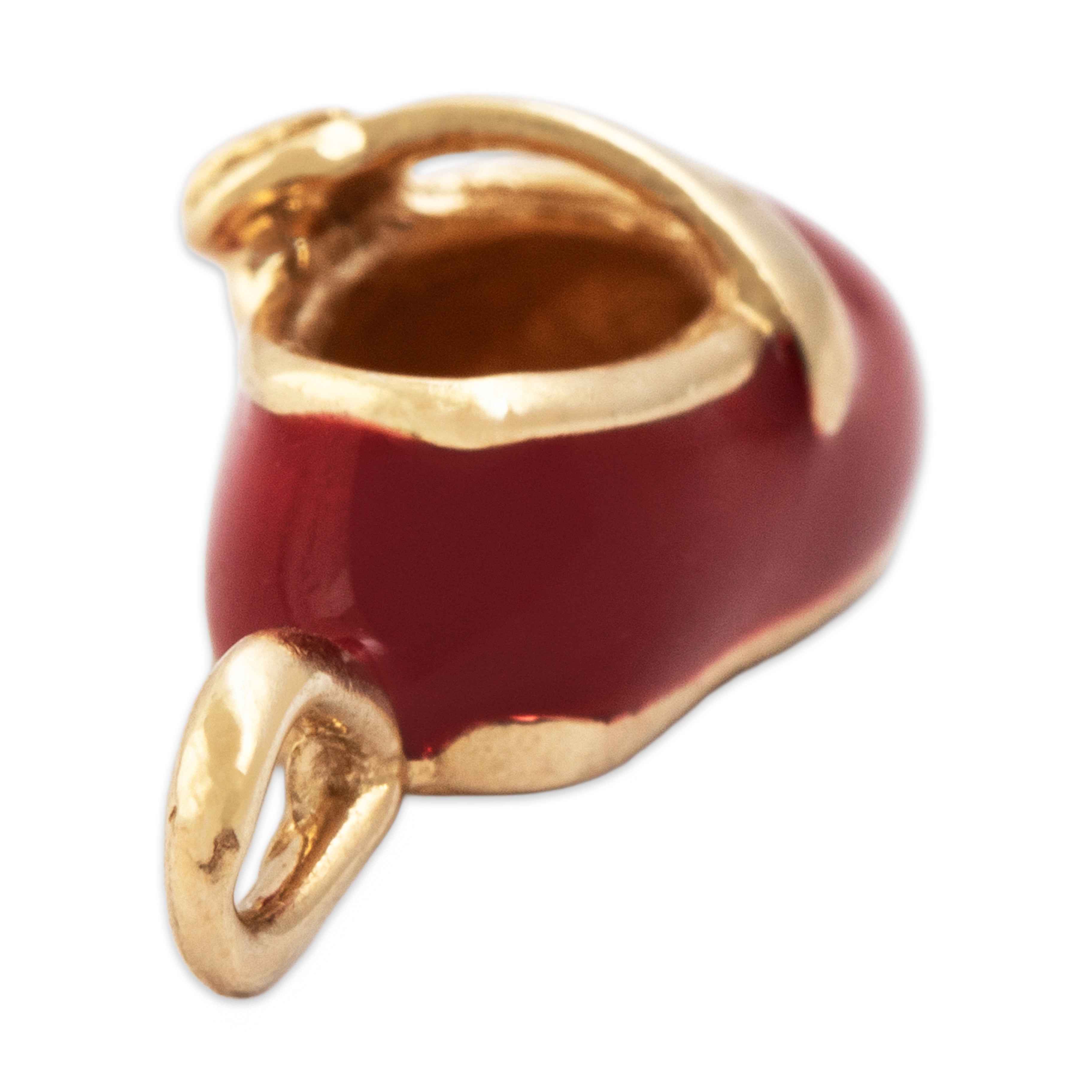 Vintage 10k Yellow Gold Cute Red Enamel Baby Shoe Charm / Pendant - detail view #1