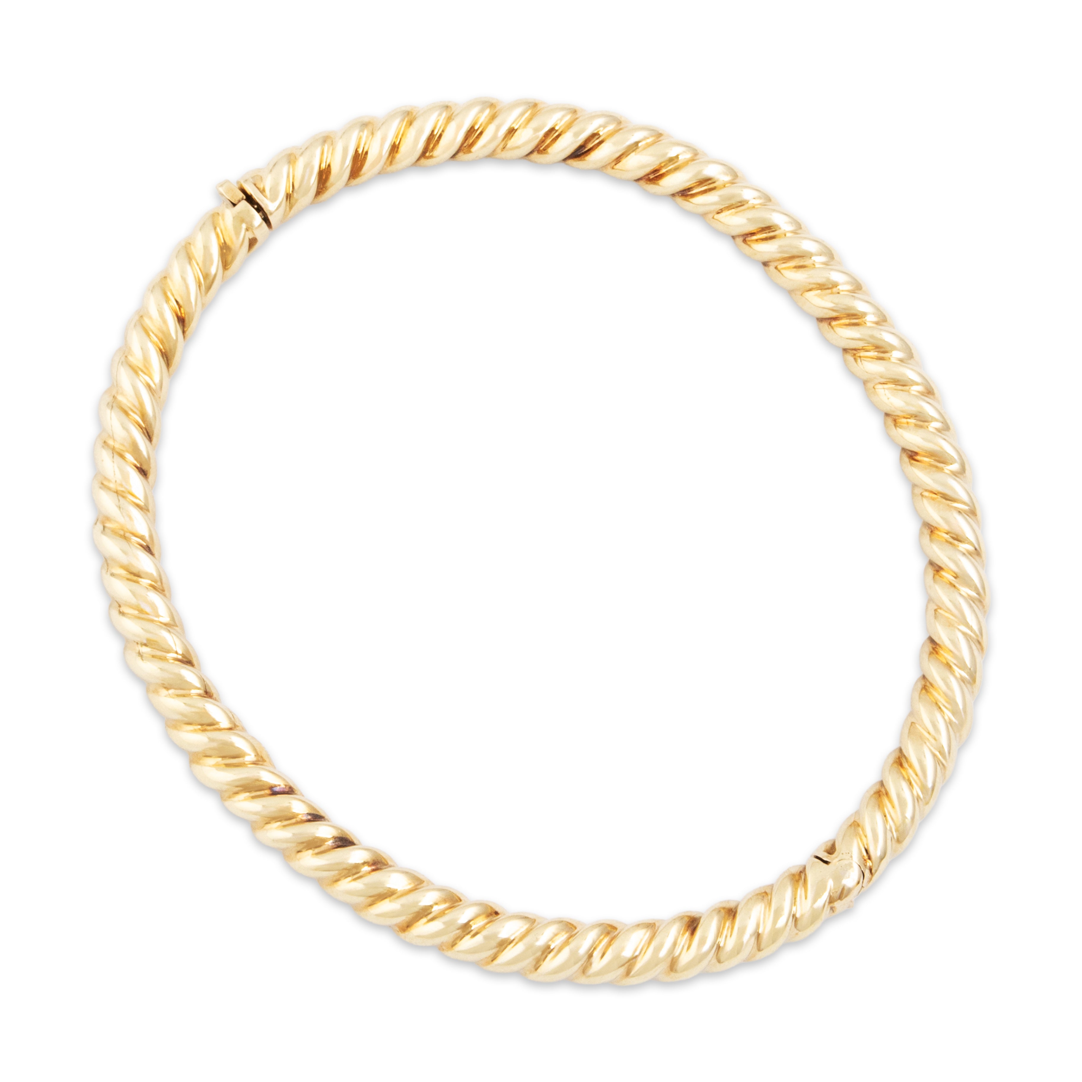 Vintage Italian 14k Yellow Gold Fabulous Chunky Cable Bangle Bracelet - detail view #1