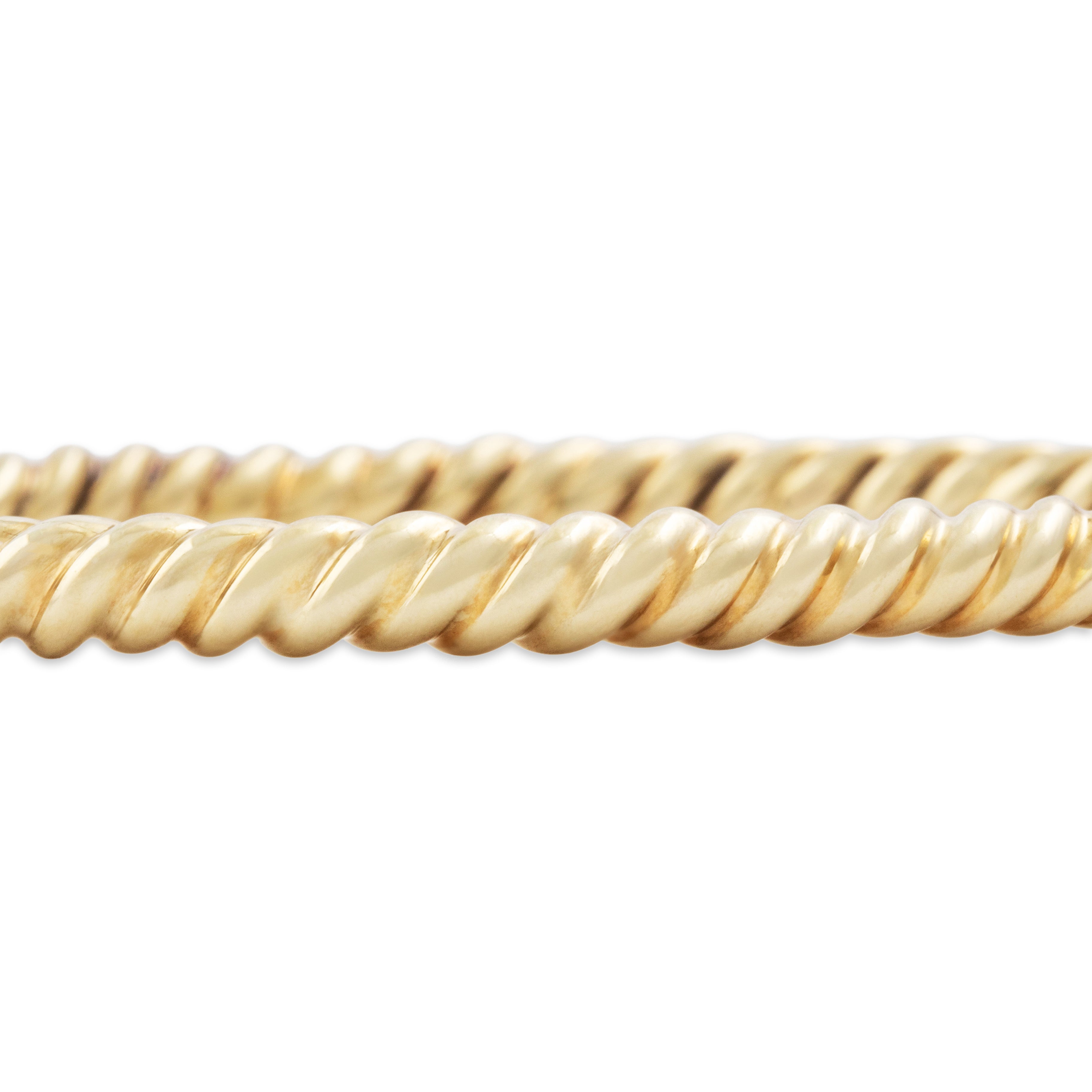 Vintage Italian 14k Yellow Gold Fabulous Chunky Cable Bangle Bracelet - detail view #4