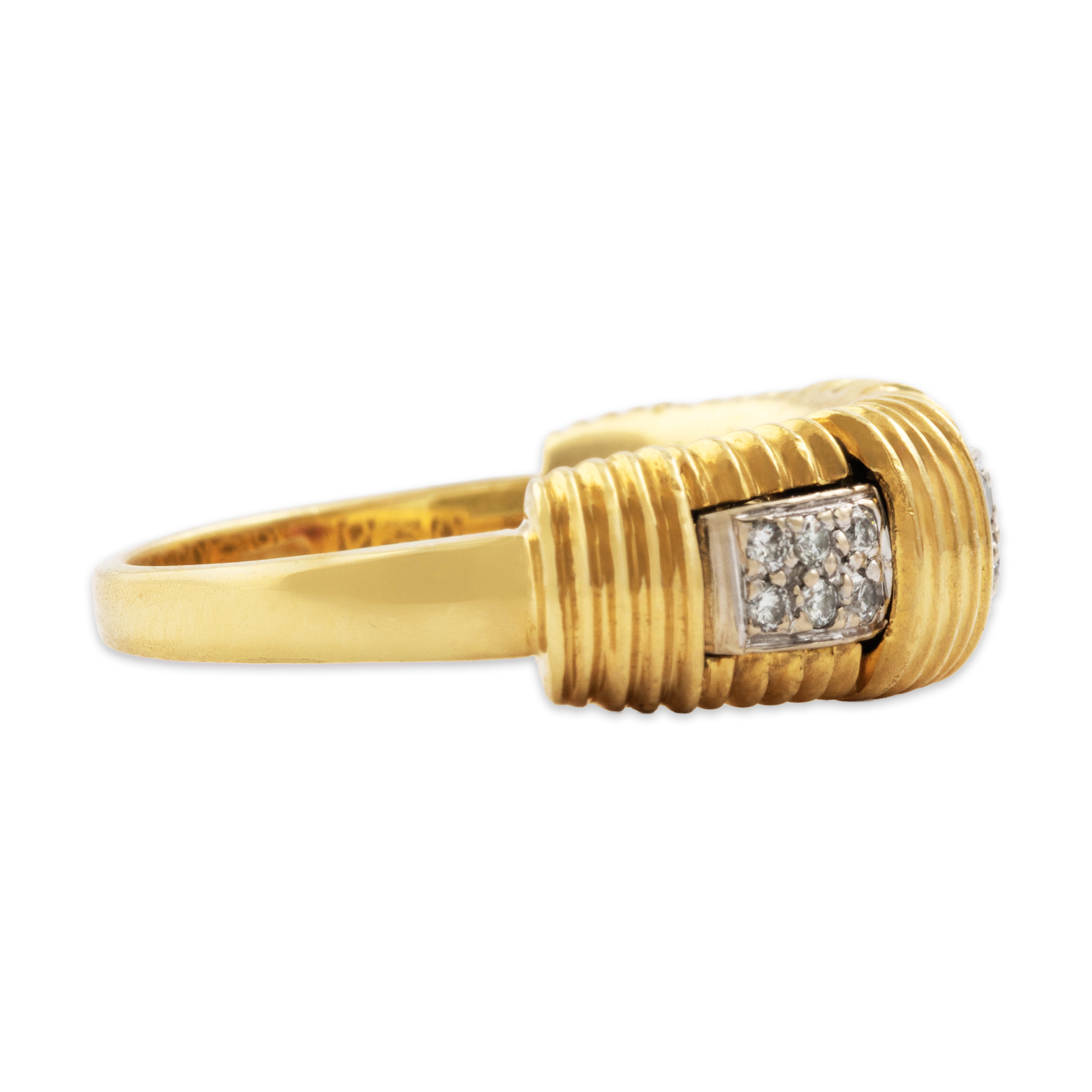 Vintage Roberto Coin Italian 18k Yellow & White Gold Diamond Woven Ring - Side view