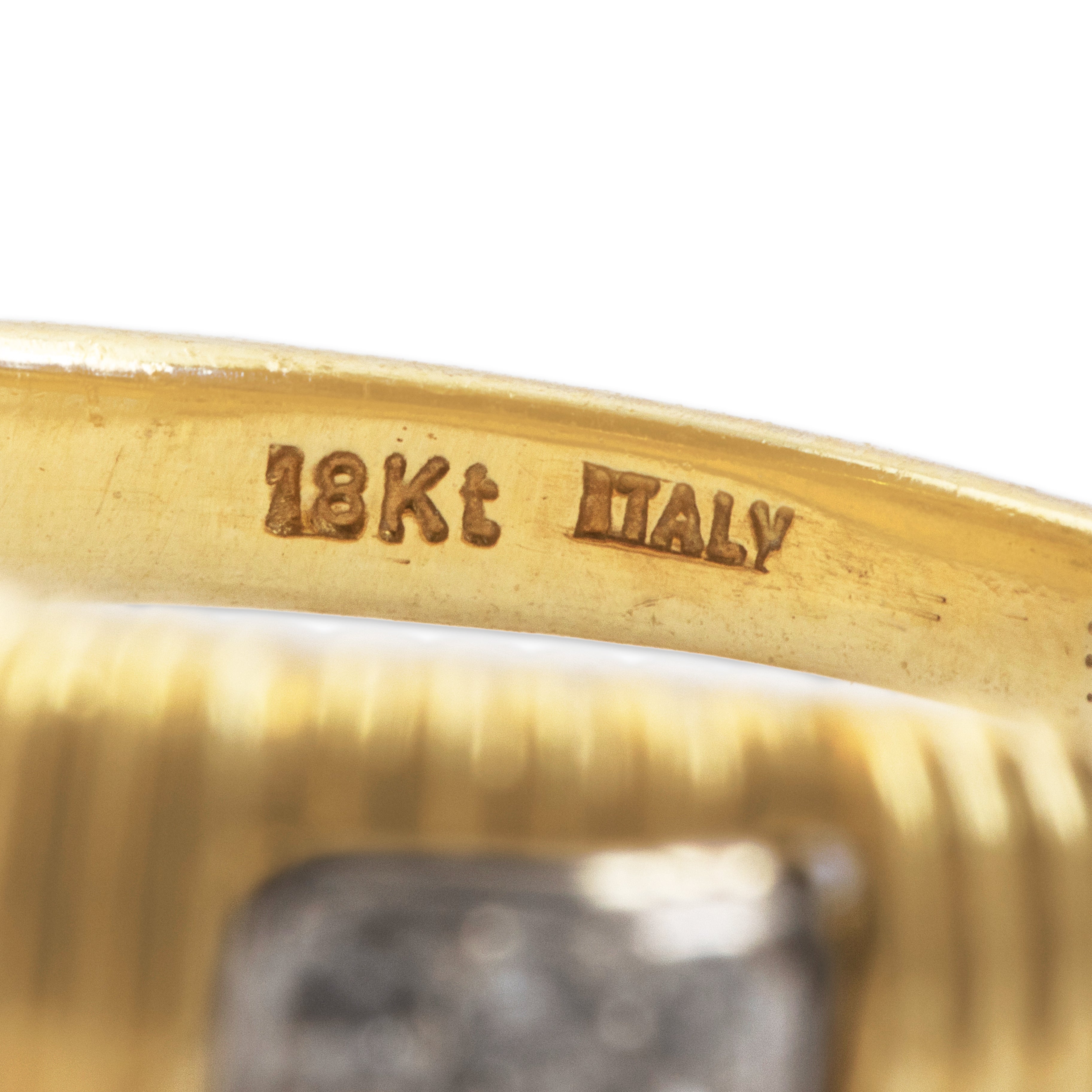 Vintage Roberto Coin Italian 18k Yellow & White Gold Diamond Woven Ring - Hallmark view