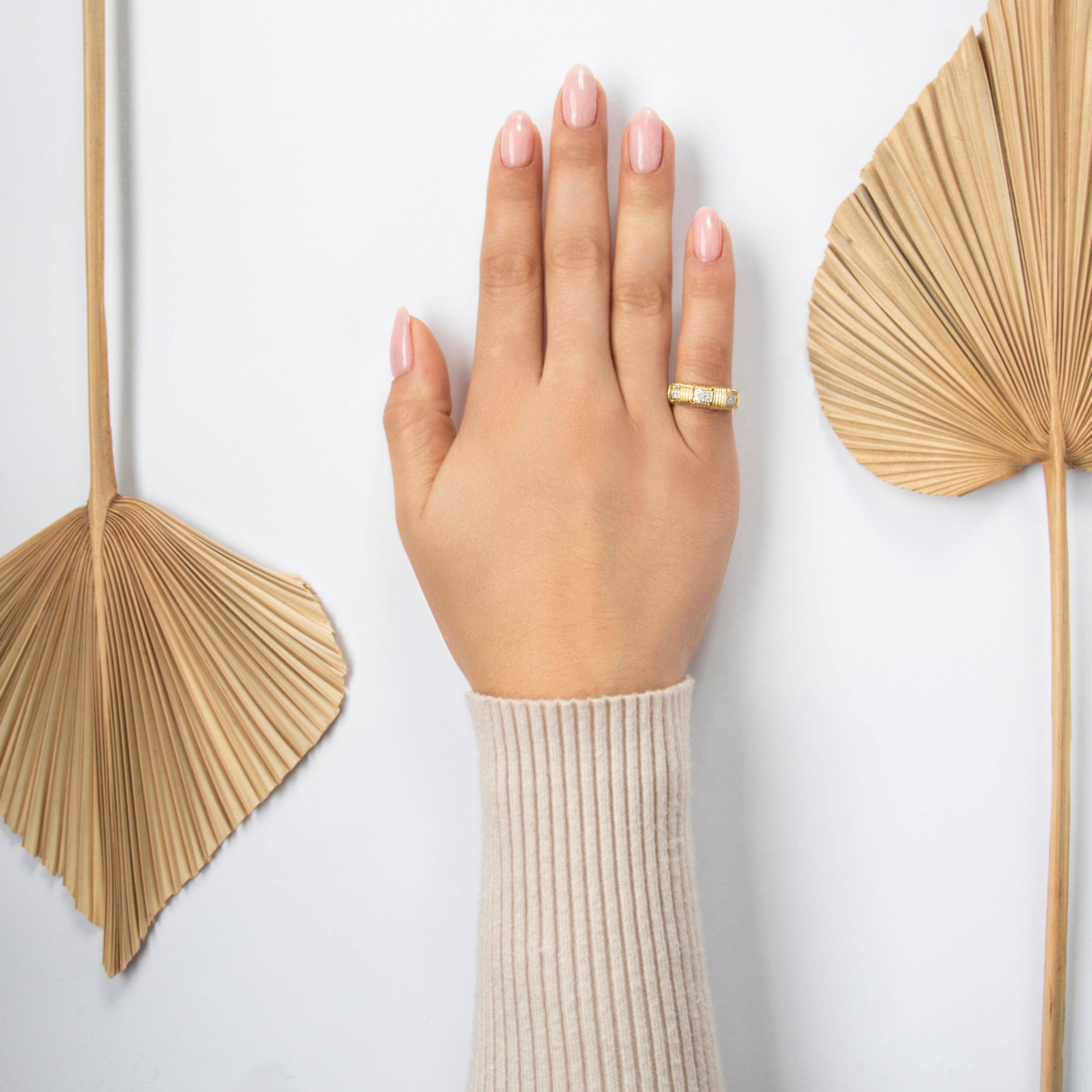 Vintage Roberto Coin Italian 18k Yellow & White Gold Diamond Woven Ring - On model view