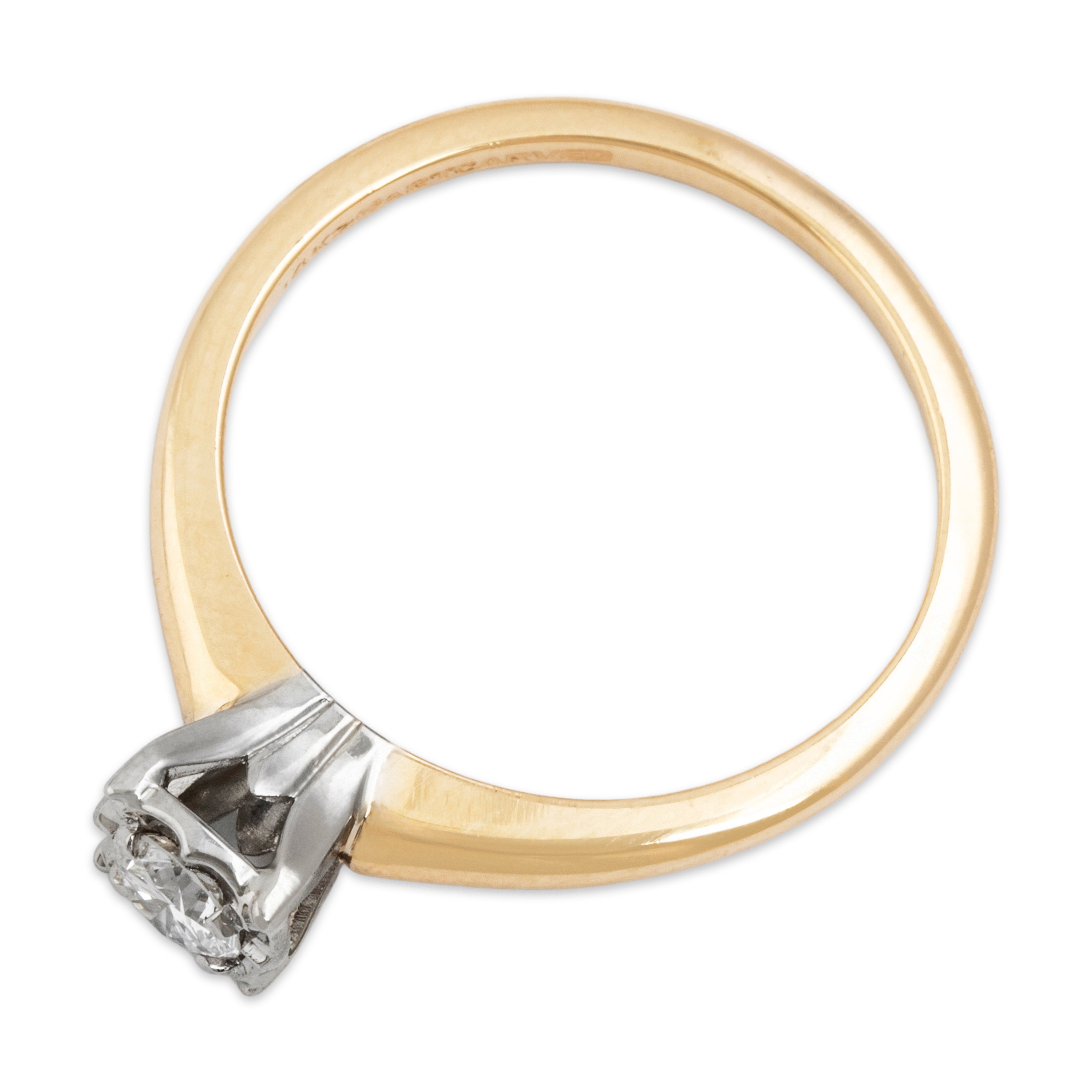 Vintage 14k Yellow Gold .25ct Diamond Sparkling Tall Solitaire Ring - Overall view