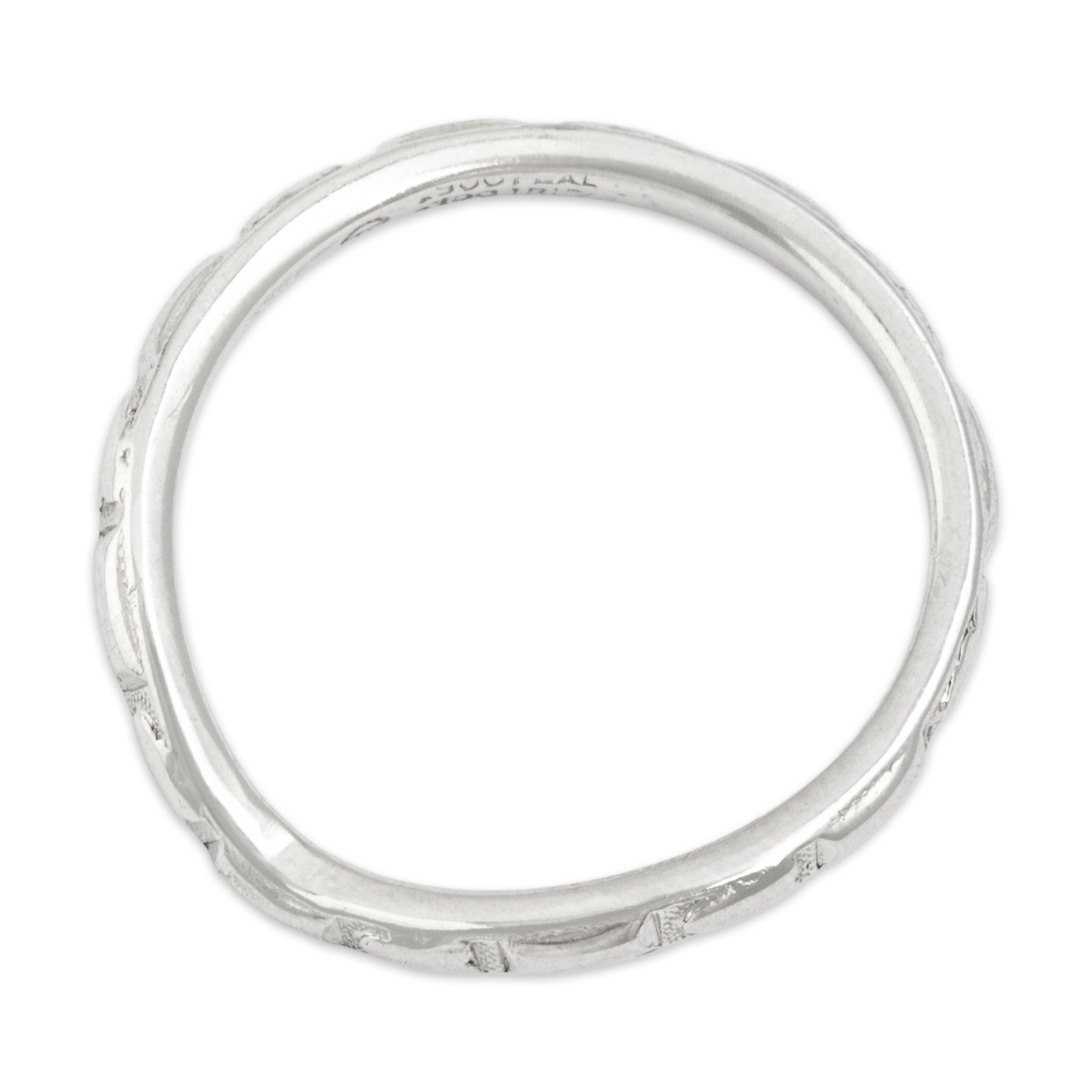 Antique Traub Platinum Orange Blossom Stacking Wave Band Ring - Overall view