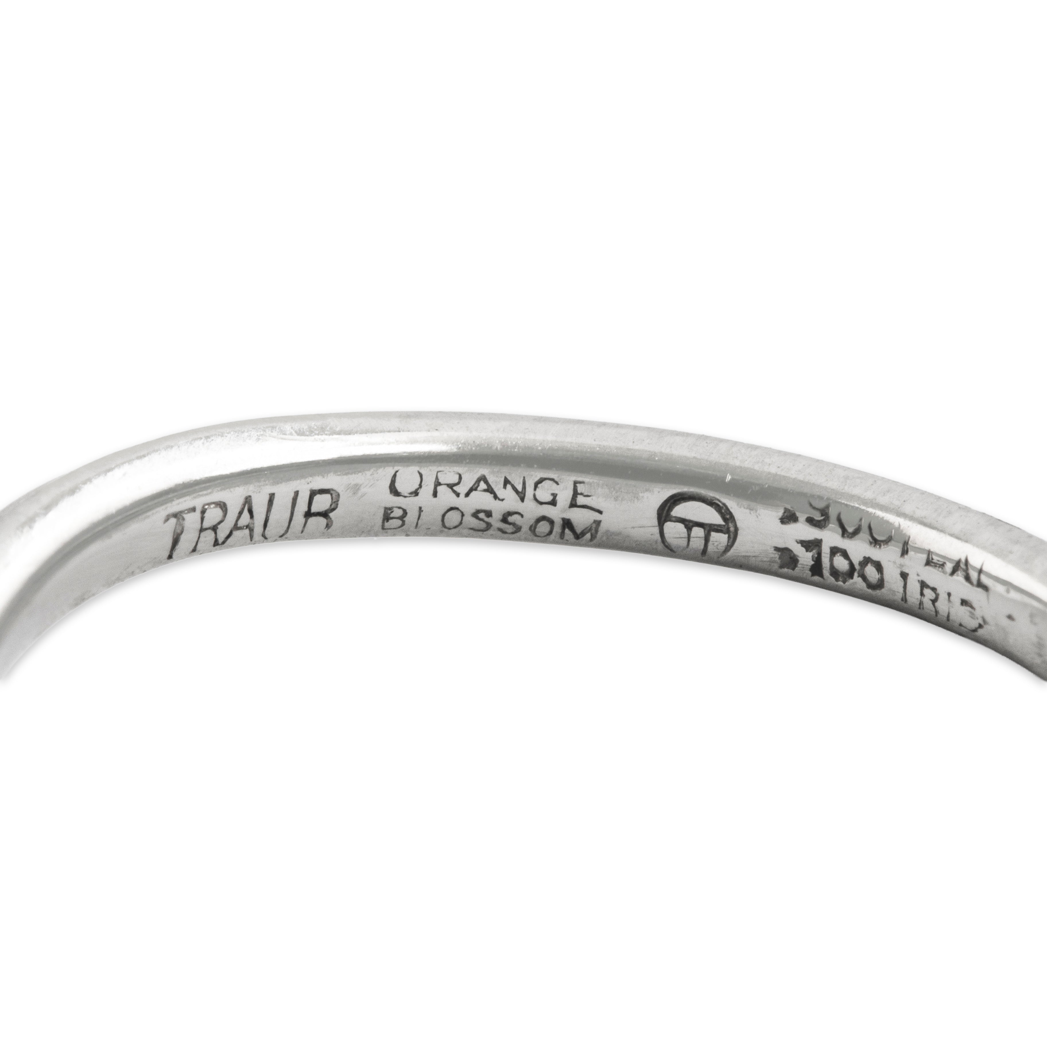 Antique Traub Platinum Orange Blossom Stacking Wave Band Ring - Hallmark view