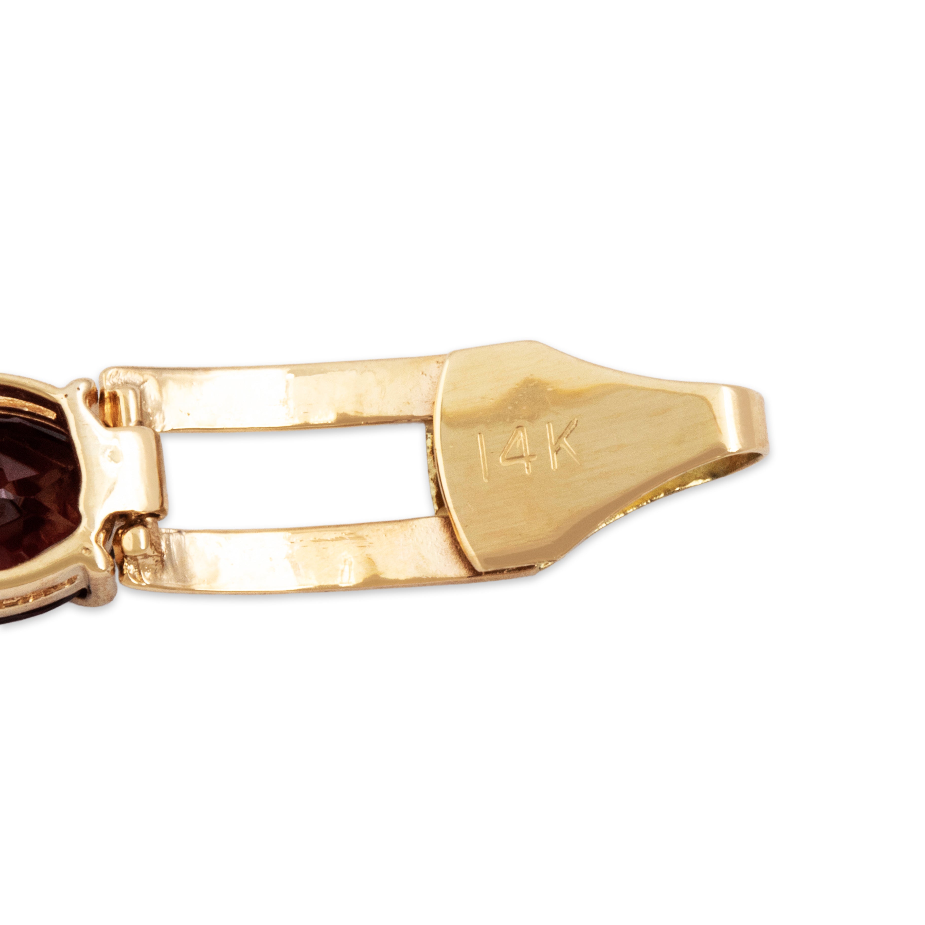 Vintage 14k Yellow Gold 10.5cttw Garnet Chic Rectangle Line Link Bracelet - Hallmark view