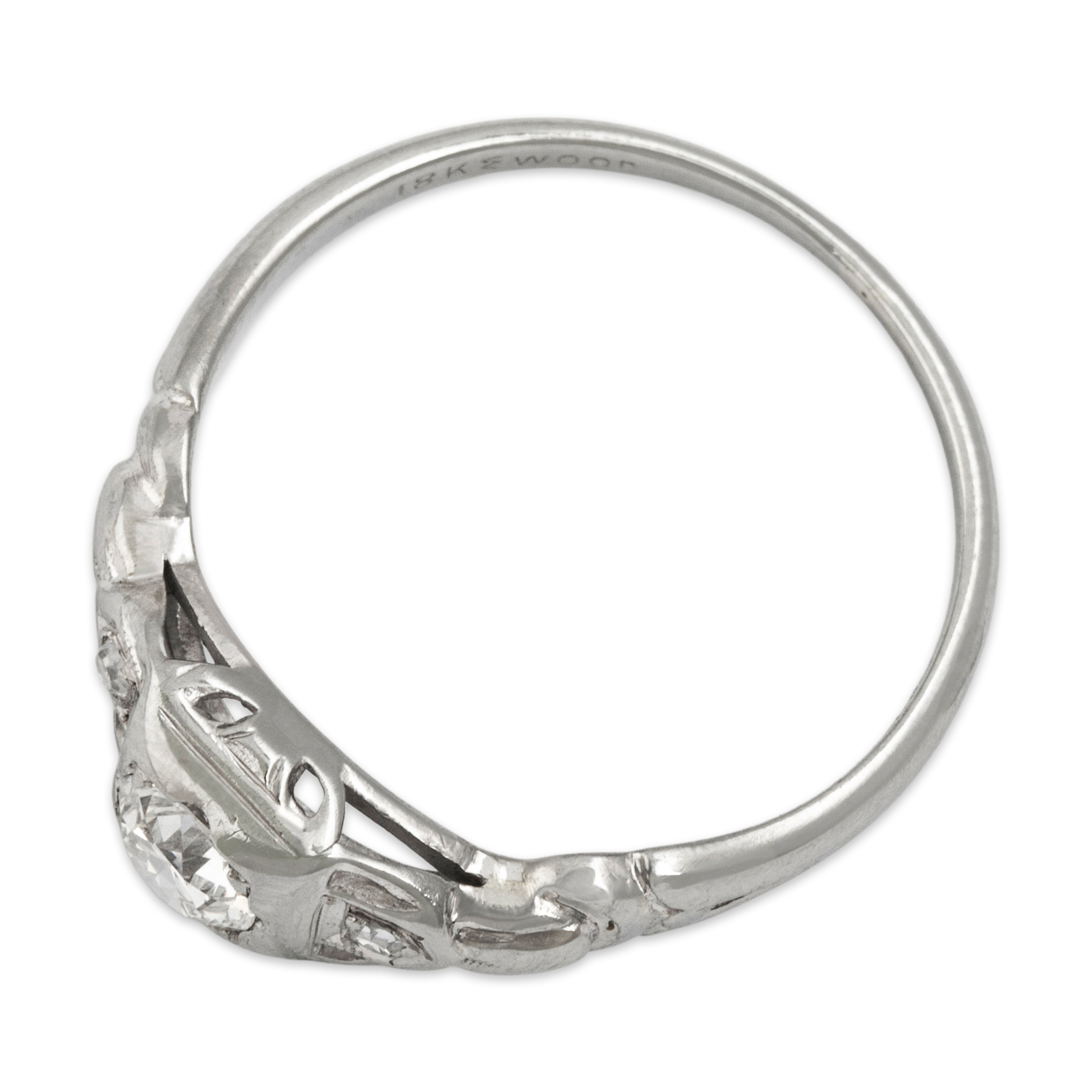 Antique 18k White Gold .312cttw Old European Cut Diamond Dazzling Ring - Overall view