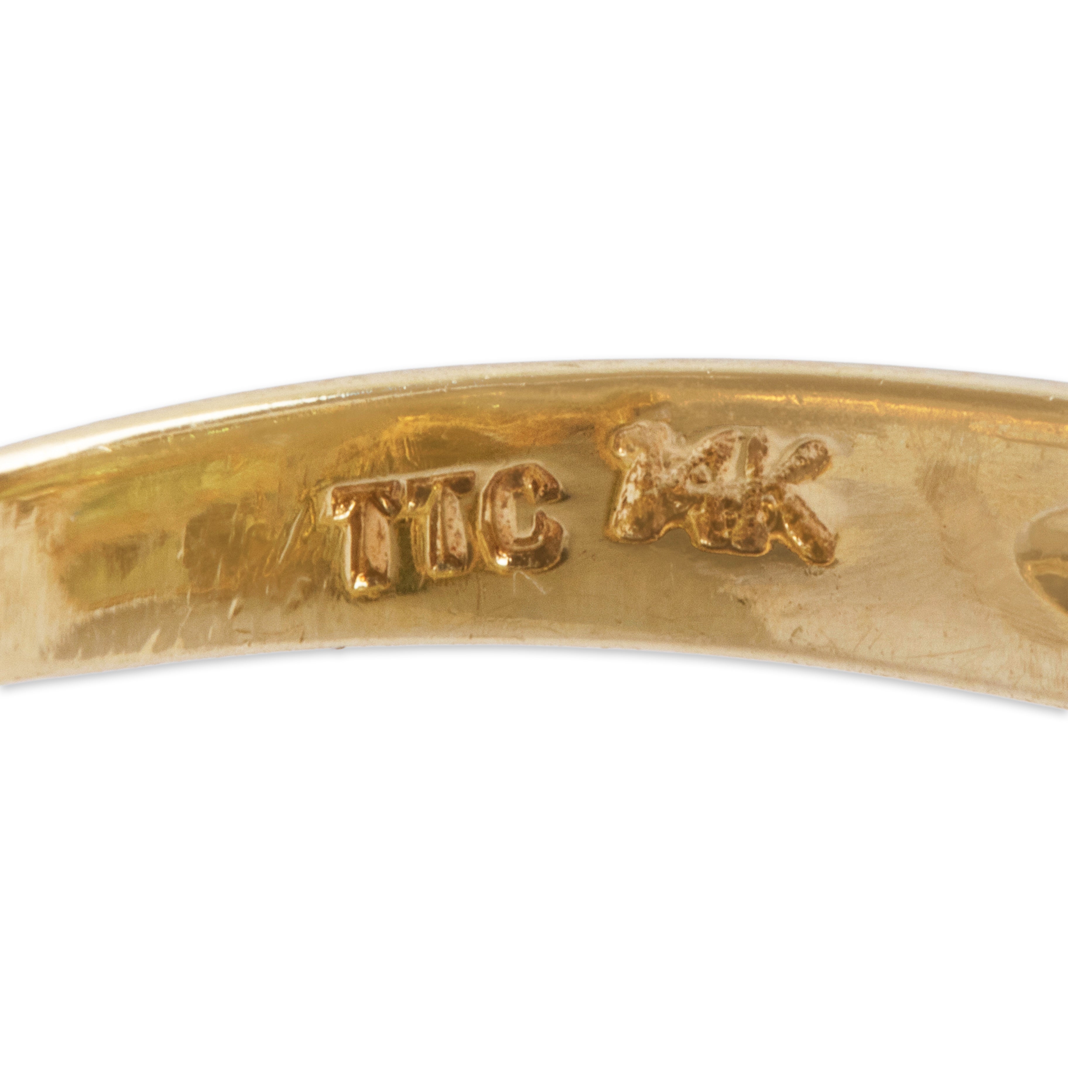 Vintage 14k Yellow Gold 8cttw Peridot Diamond Swirling Cluster Ring - Hallmark view